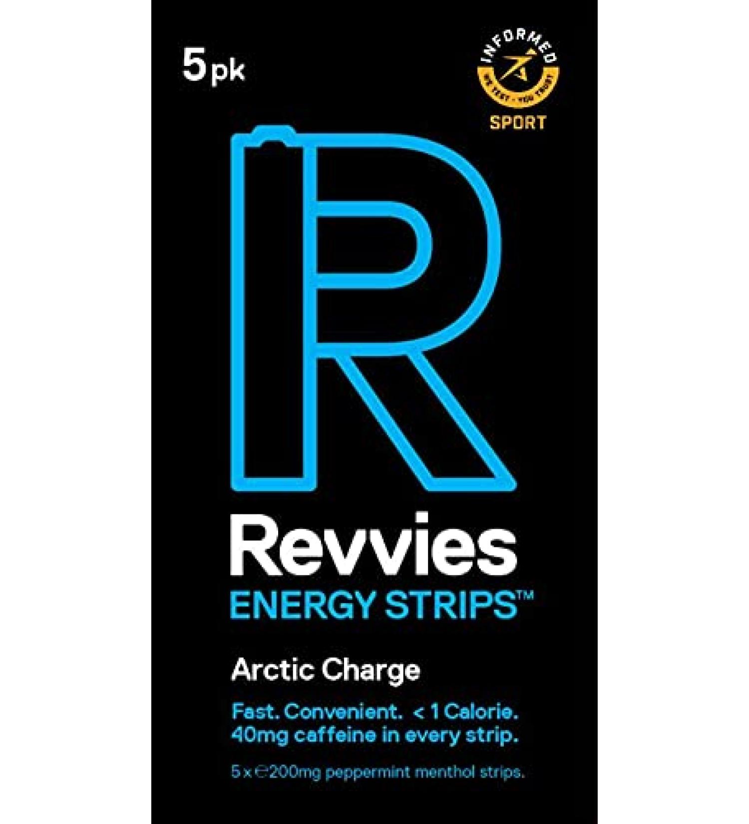 Revvies Energy Strips - Arctic Charge | 50 Strips | 40mg Caffeine | Vegan | Low-Calorie Energy Solution - Buy Online on GoSupps.com