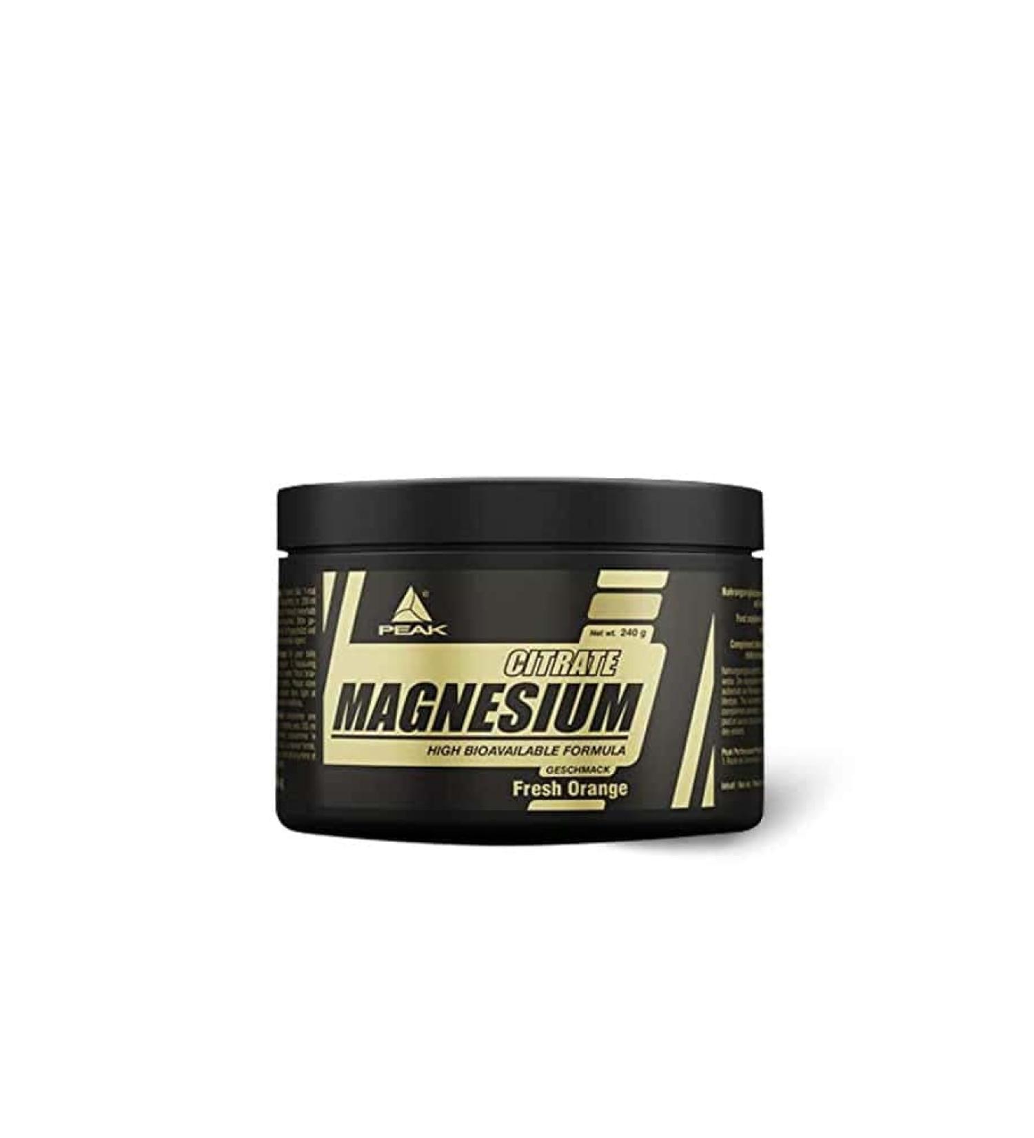 PEAK PEAK Magnesium Citrate 240g | High Bioavailability | Organic Magnesium Compound | (Fresh Orange)