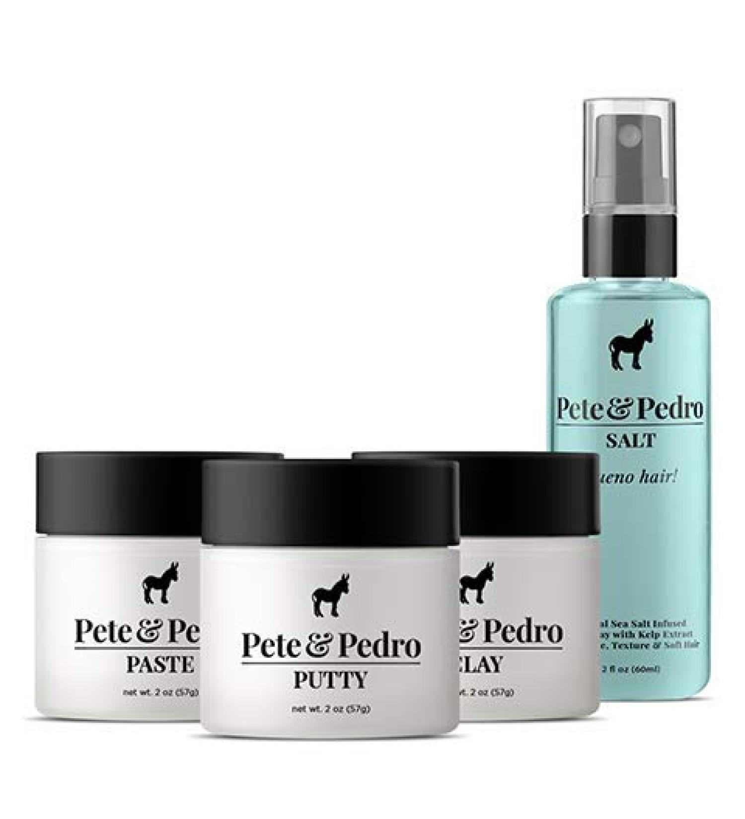 Pete & Pedro CORE FOUR Hair Kit - Men's Hairstyling Set | Hair Clay Paste Putty & Sea Salt Spray | Shark Tank Featured | 2 oz Each - International Shipping Available - Buy Online on GoSupps.com