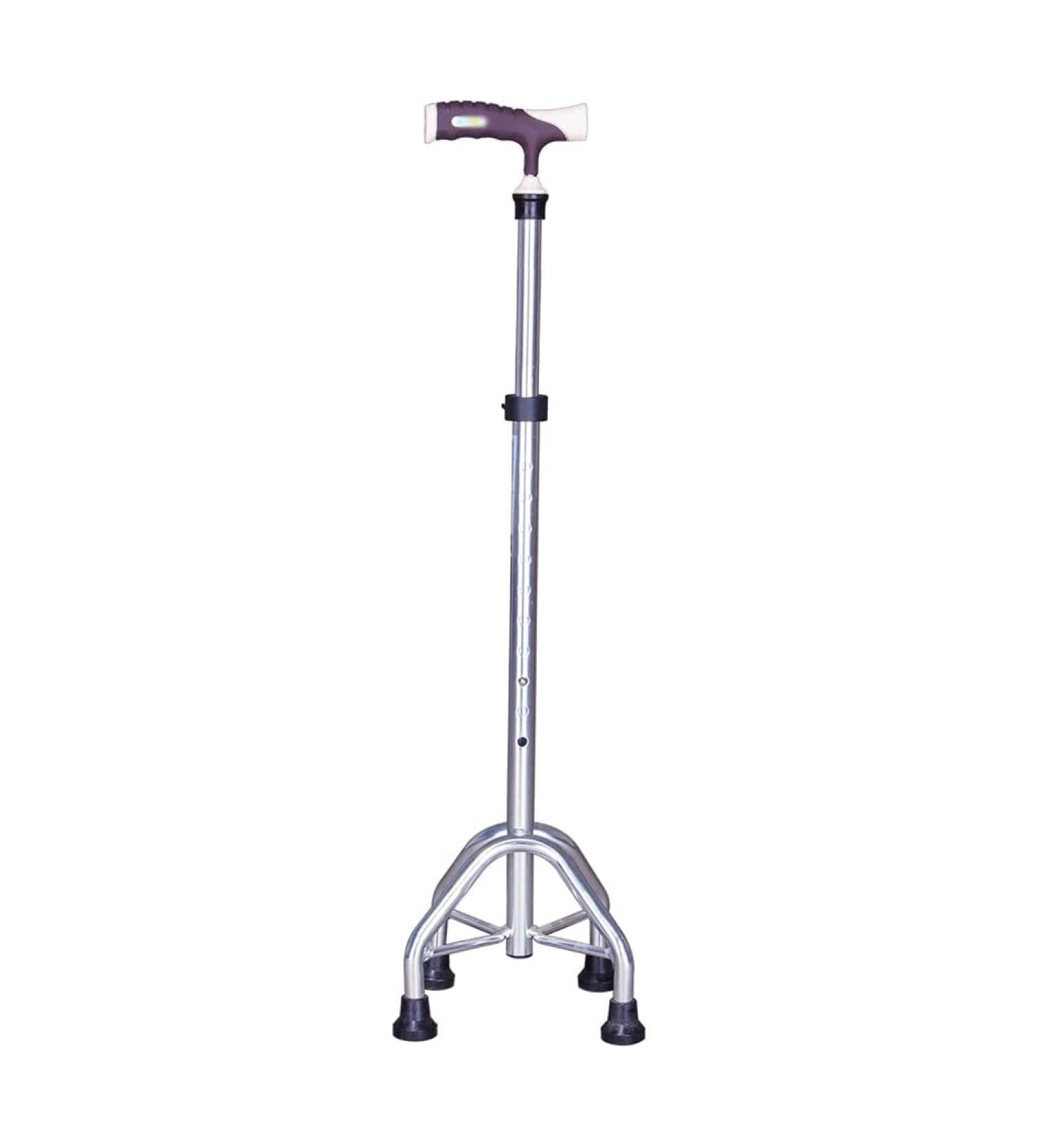 GHFTCCF Adult Crutches Aluminum Crutches Adjustable Walking Cane Quadruped Crutches with Led Lights Walking Aid for Men Women Or Teens Convenient Four-legged Silver - Buy Online on GoSupps.com