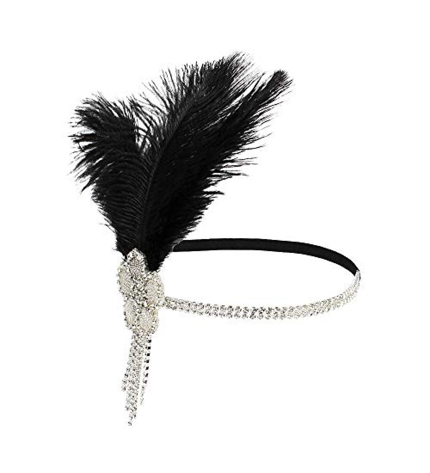 Great Gatsby Flapper Headband - Vintage Crystal Rhinestone Tassel Hairband in Black - Buy Online on GoSupps.com