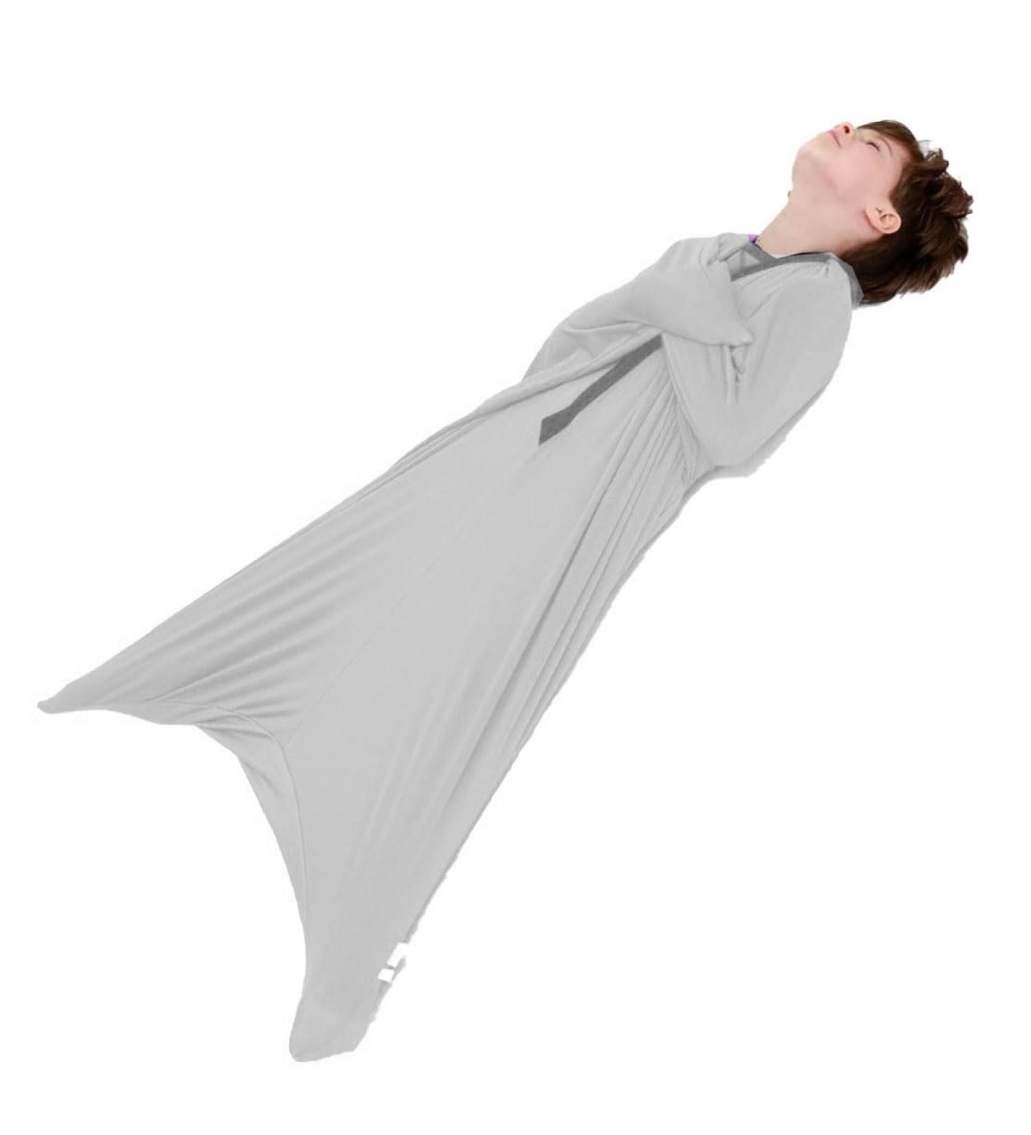 Sensory Body Sock for Kids - Stretchy Full Body Wrap for Autism & Anxiety - Silver Grey, Size Large - Buy Online on GoSupps.com