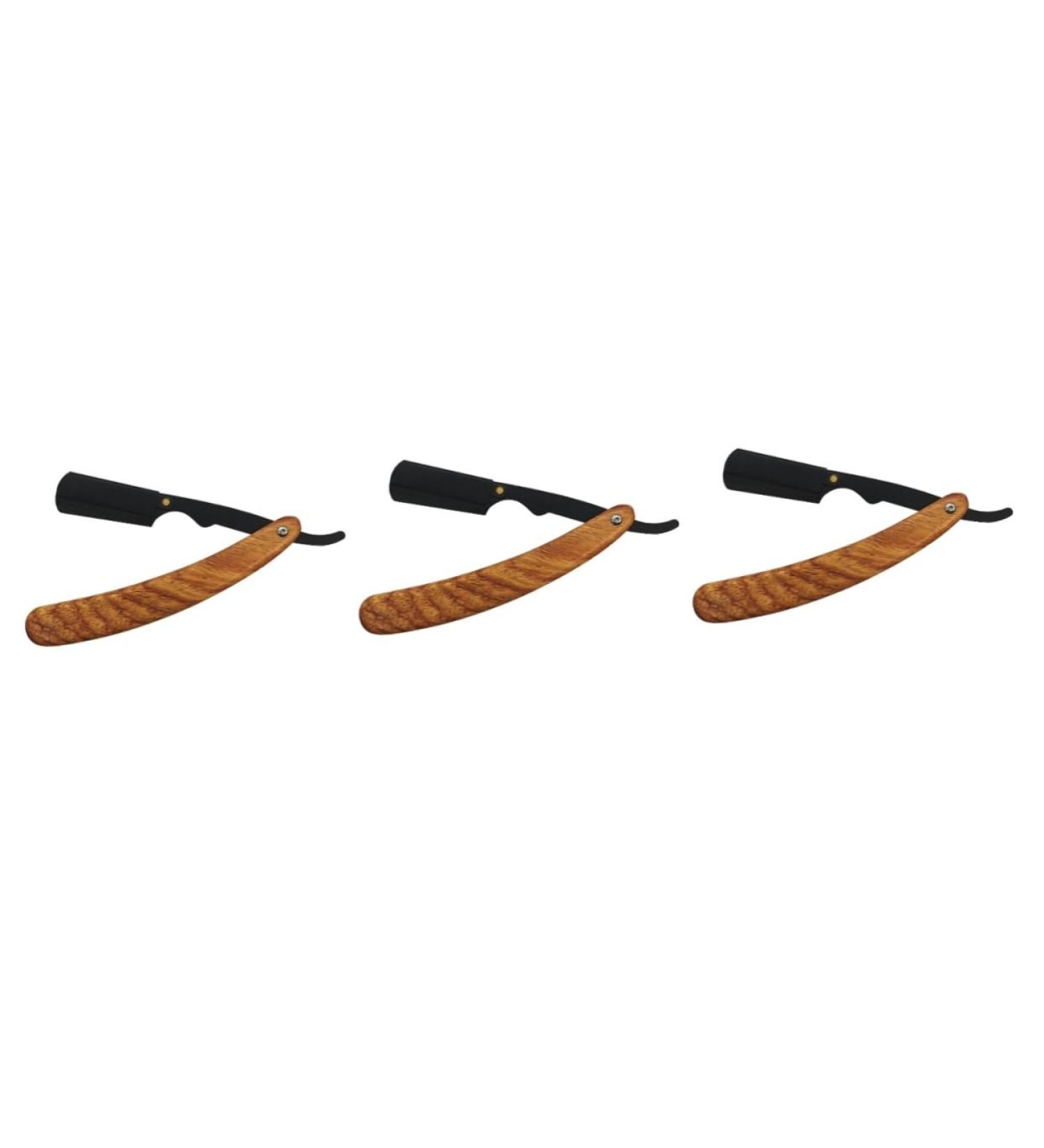 Frcolor 3-Piece Holder Set for Safety Razor & Beard Razor - Wooden Bamboo & Rosewood - Multi-Color Eyebrow Shaver Clips - Ideal for Men - Buy Online on GoSupps.com