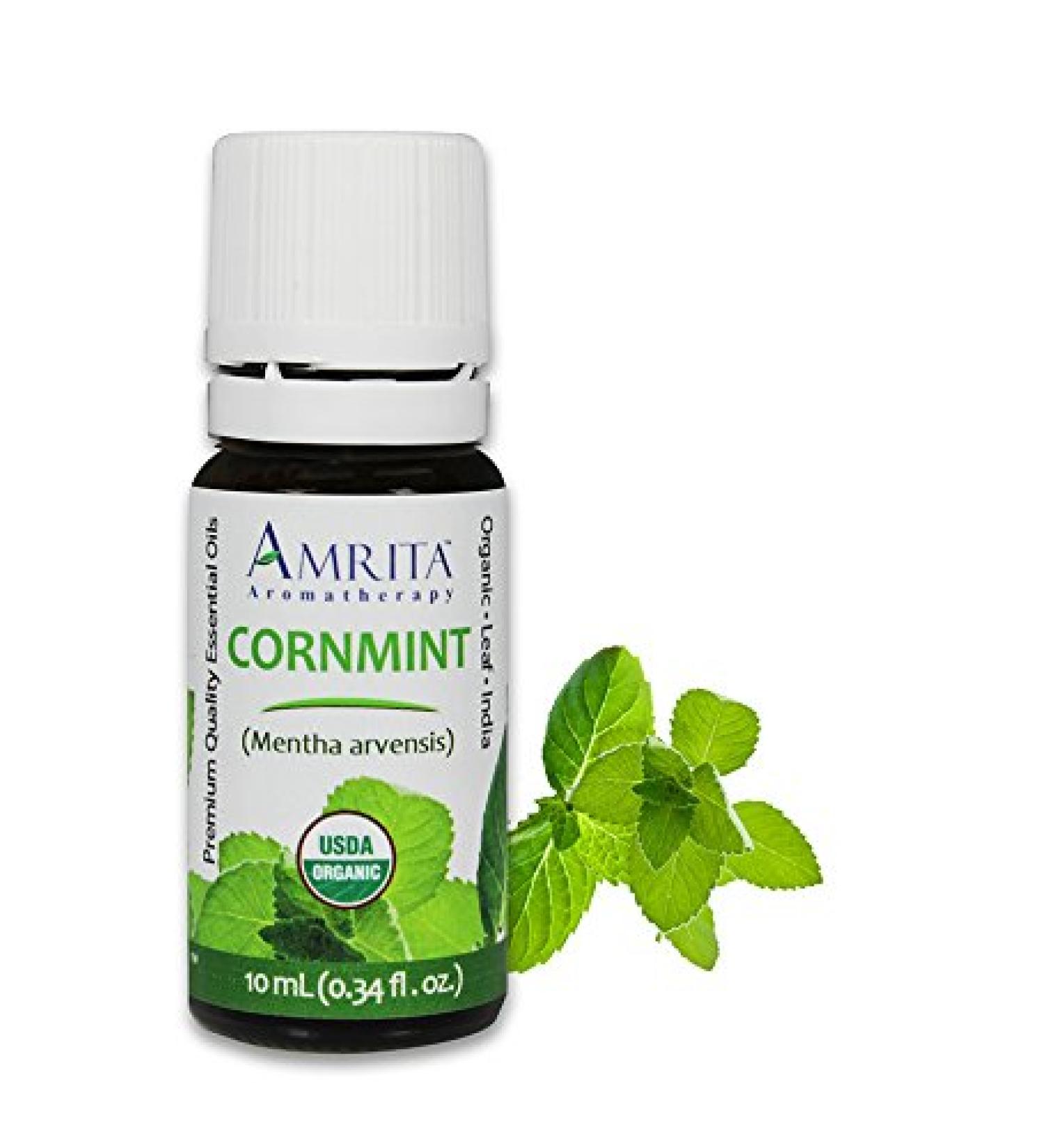 Amrita Aromatherapy Organic Cornmint Essential Oil 100% Pure Undiluted Mentha arvensis Therapeutic Grade Premium Quality Aromatherapy oil Tested & Verified 10ML - Buy Online on GoSupps.com