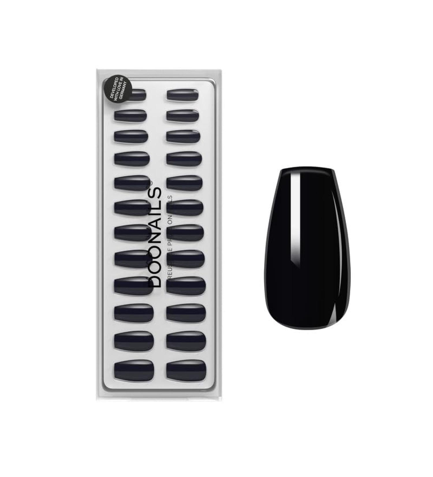 Doonails Soft Gel Press On Nails 30 Set Dark Dream Coffin Shape Salon Quality Full Cover Black Fake Nails Comfortable Fit & Medium Length - Buy Online on GoSupps.com