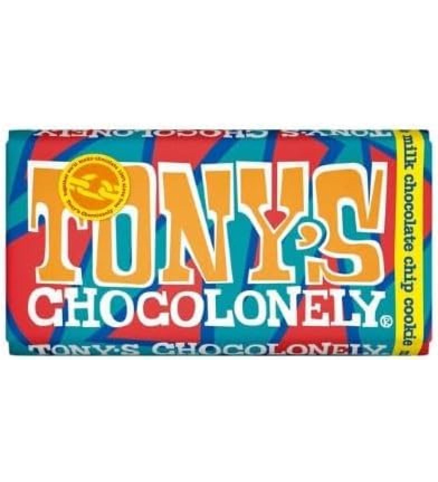 Tony's Chocolonely Milk Chocolate Chip Cookie Chocolate Bar 12 x 180g Tasty And Twisty Treat Gift Hamper For Birthday Christmas Sold By Kidzbuzz - Buy Online on GoSupps.com