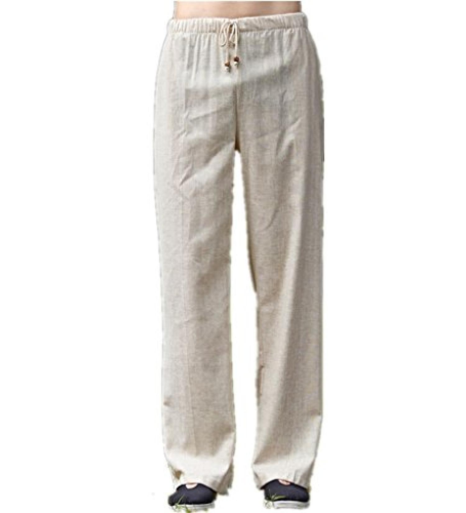 Shanghai Story Men's Linen Kung Fu Pants Tai Chi Trousers - X-Large Beige - Buy Online on GoSupps.com