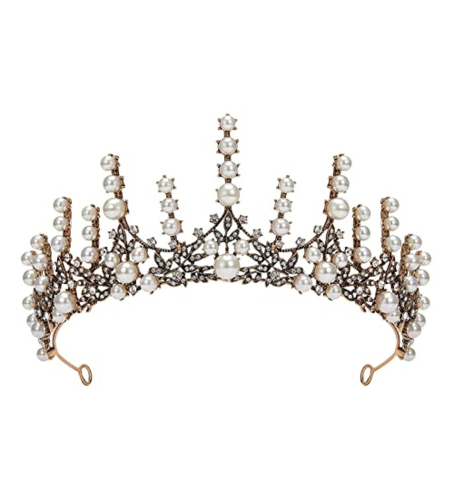 SWEETV Vintage Pearl Tiara | Bronze Queen Crown for Women | Royal Wedding Tiaras and Crowns | Jeweled Birthday Quinceanera Pageant Prom Headpiece - Valerie - Buy Online on GoSupps.com