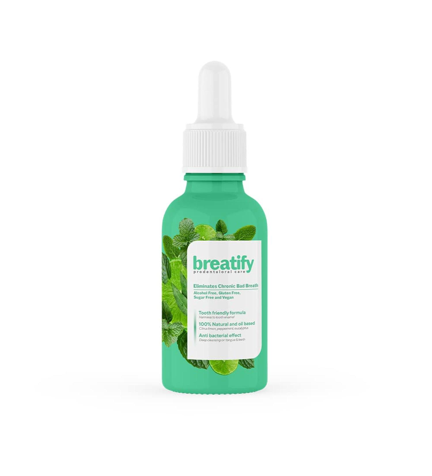 BREATIFY Bad Breath Eliminating Serum 20mL - Convenient Mouth Smell Removing Drops - Buy Online on GoSupps.com