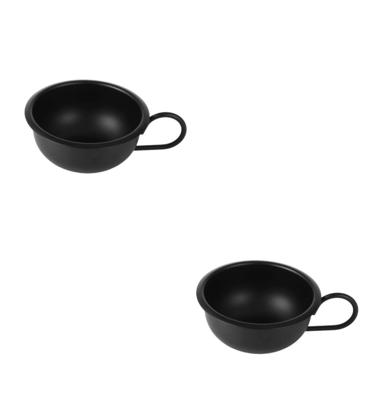Beaupretty 2-Pack Metal Shaving Shells - Durable Wet Shave Foam & Soap Bowls Black Hair Removal Cups for Men 9.2x9.2cm - Buy Online on GoSupps.com