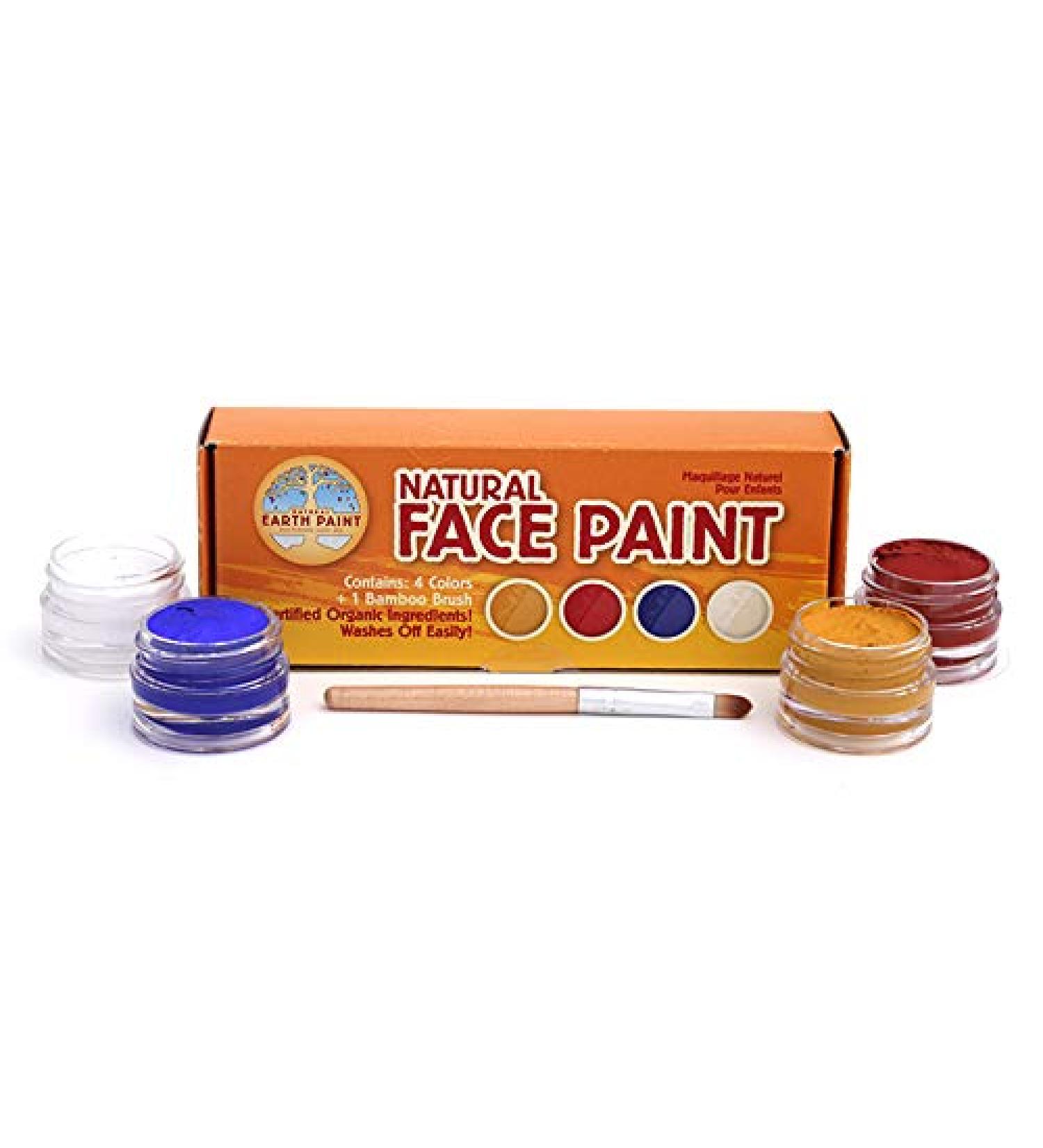 Natural Earth Paint Mini Face Paint Kit - Non-Toxic, Long Lasting, High Quality - 4 Vibrant Colors, Hypoallergenic for Halloween, Festivals - Buy Online on GoSupps.com