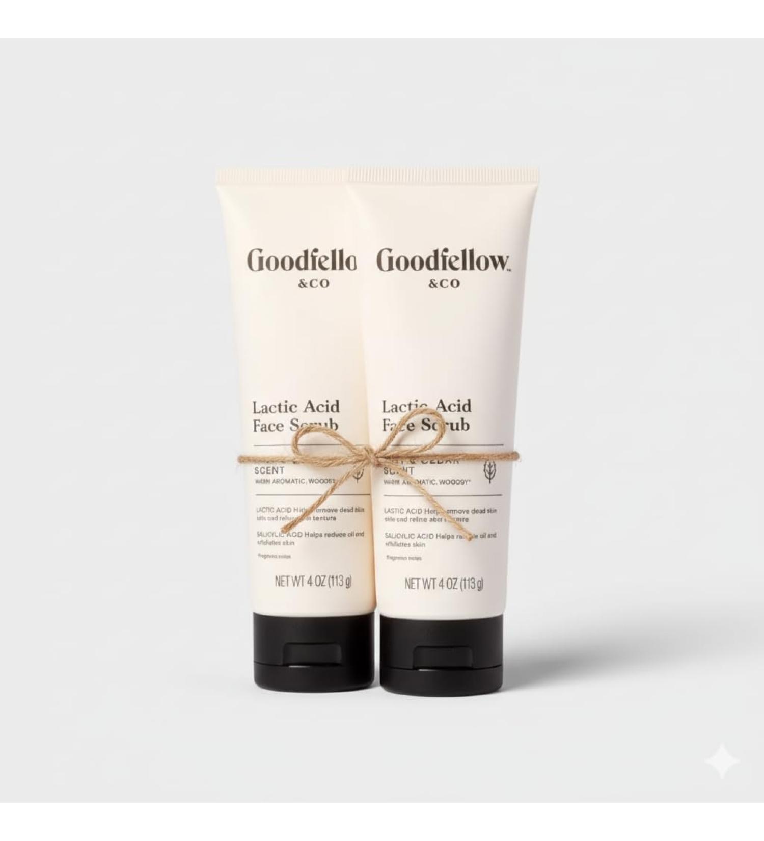 Goodfellow & Co Face Scrub with Lactic Acid & Apricot Oil 4 fl oz Gentle Daily Face Exfoliator for Smooth Skin Mint & Cedar Scent (Bundle of 2) - Buy Online on GoSupps.com