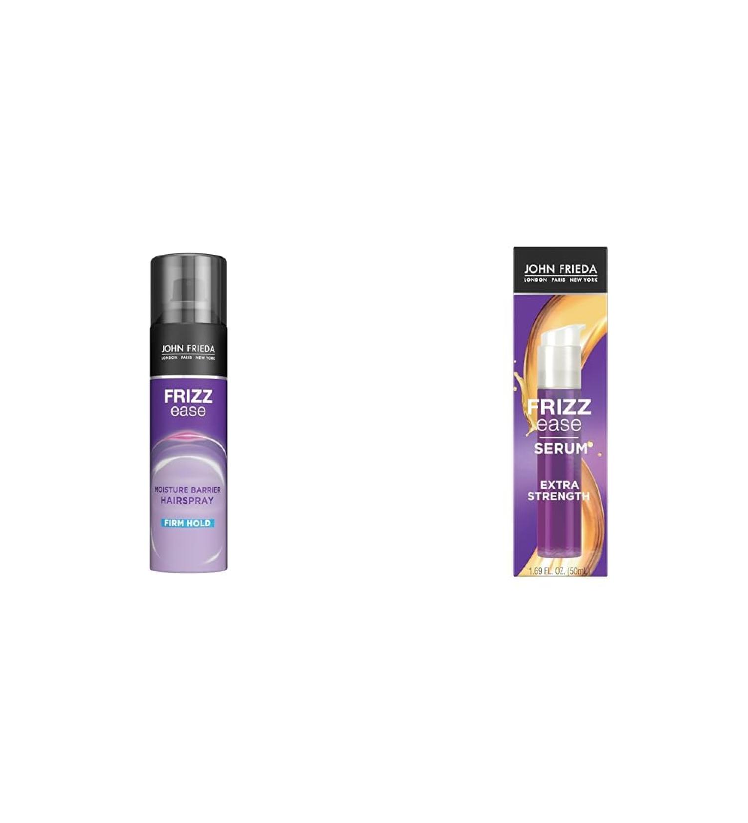 John Frieda Frizz Ease Moisture Barrier Firm Hold Hairspray Anti Frizz Hairspray 12 Oz & Frizz Ease Extra Strength Hair Serum Nourishing Hair Oil for Frizz Control - Buy Online on GoSupps.com
