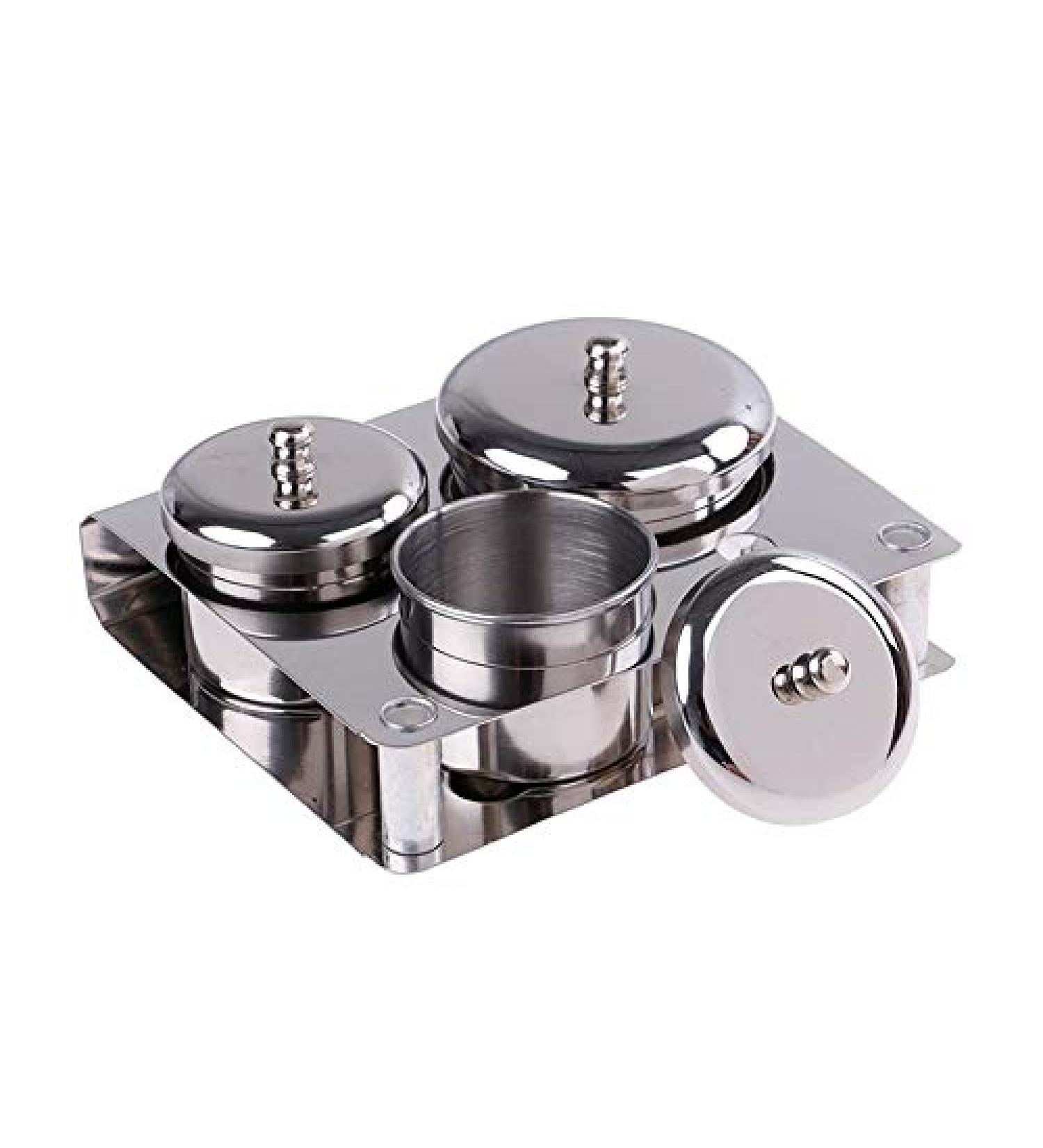 Piaopiaoniu 3-Piece Stainless Steel Nail Art Equipment Cups with Lids - Acrylic Liquid & Powder Holders for Nail Tools - Buy Online on GoSupps.com
