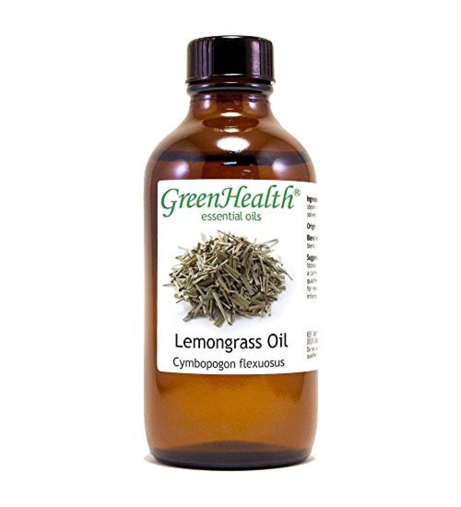 GreenHealth Lemongrass Essential Oil - 4 fl oz (118 ml) Glass Bottle with Cap - 100% Pure Essential Oil