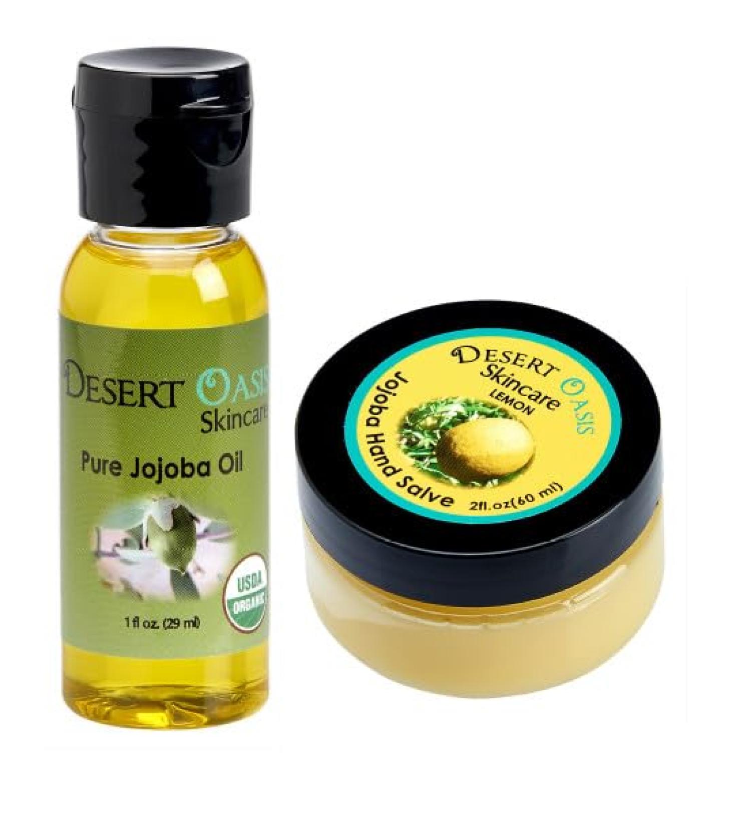 100% Pure Organic Jojoba Oil - Travel Size (1 oz) & Lemon Hand Salve with 50% Jojoba Oil - 100% Natural Care - Buy Online on GoSupps.com