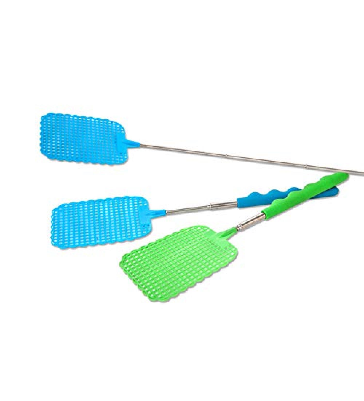 JOYOUSNESS (3 Pack) Fly Swatter Strong Flexible Manual Swat Set Pet Swatter Pack Plastic Stainless Steel Extendable Durable Telescopic Handle - Buy Online on GoSupps.com