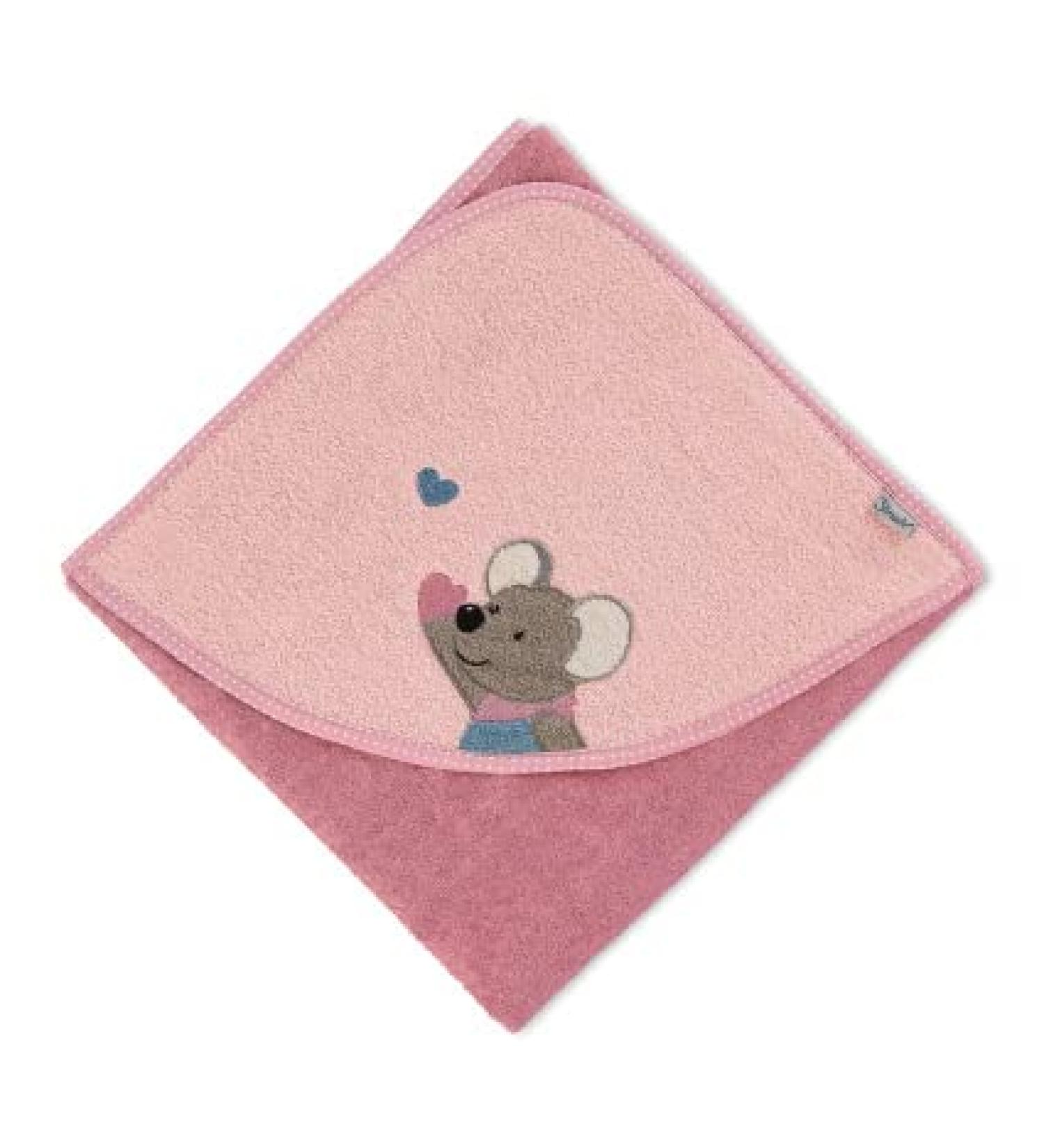 Sterntaler bath towel 80x80 cm made of 100% cotton personalized with name/including embroidery (Mabel pink heart)