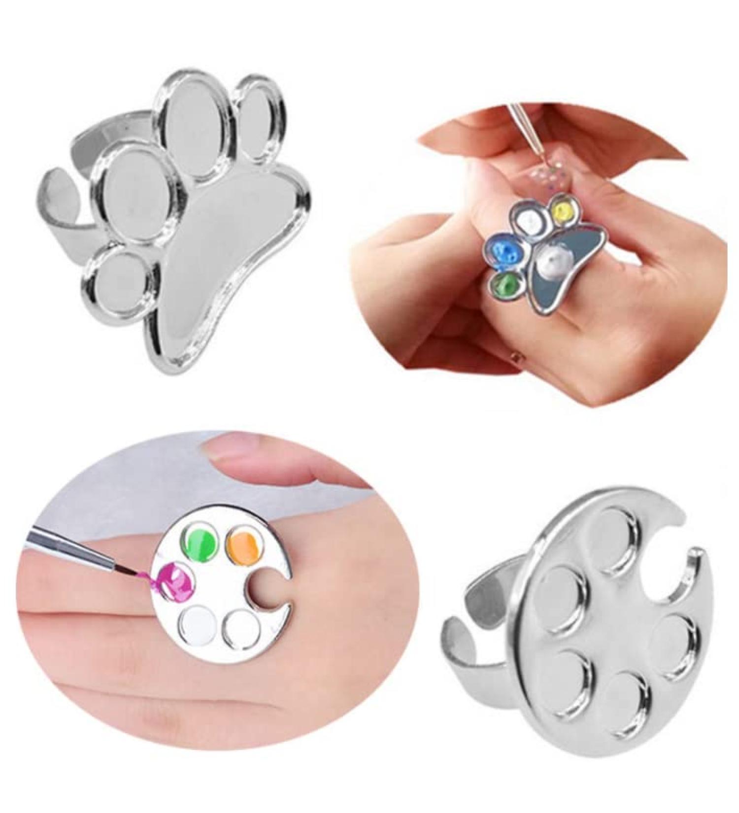 HLLMX 2 PCS Mini Manicure Palette Nail Art Tools (Silver) - Wearable Metal Holder for Gel Polish Mixing Tray - Buy Online on GoSupps.com