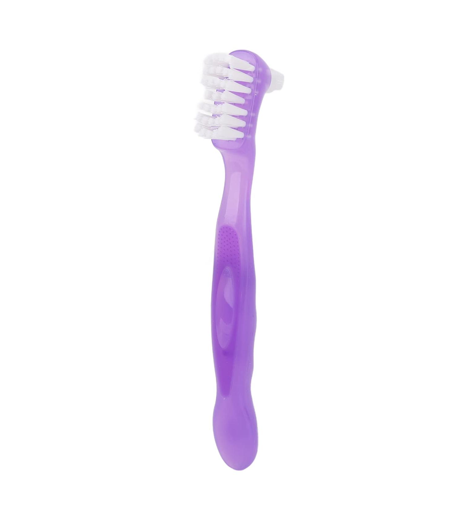 False Teeth Brush Plaque Removal Denture Toothbrush Double Sided Ergonomic Portable Soft Hair for Home Travel for Elderly(Purple) - Buy Online on GoSupps.com