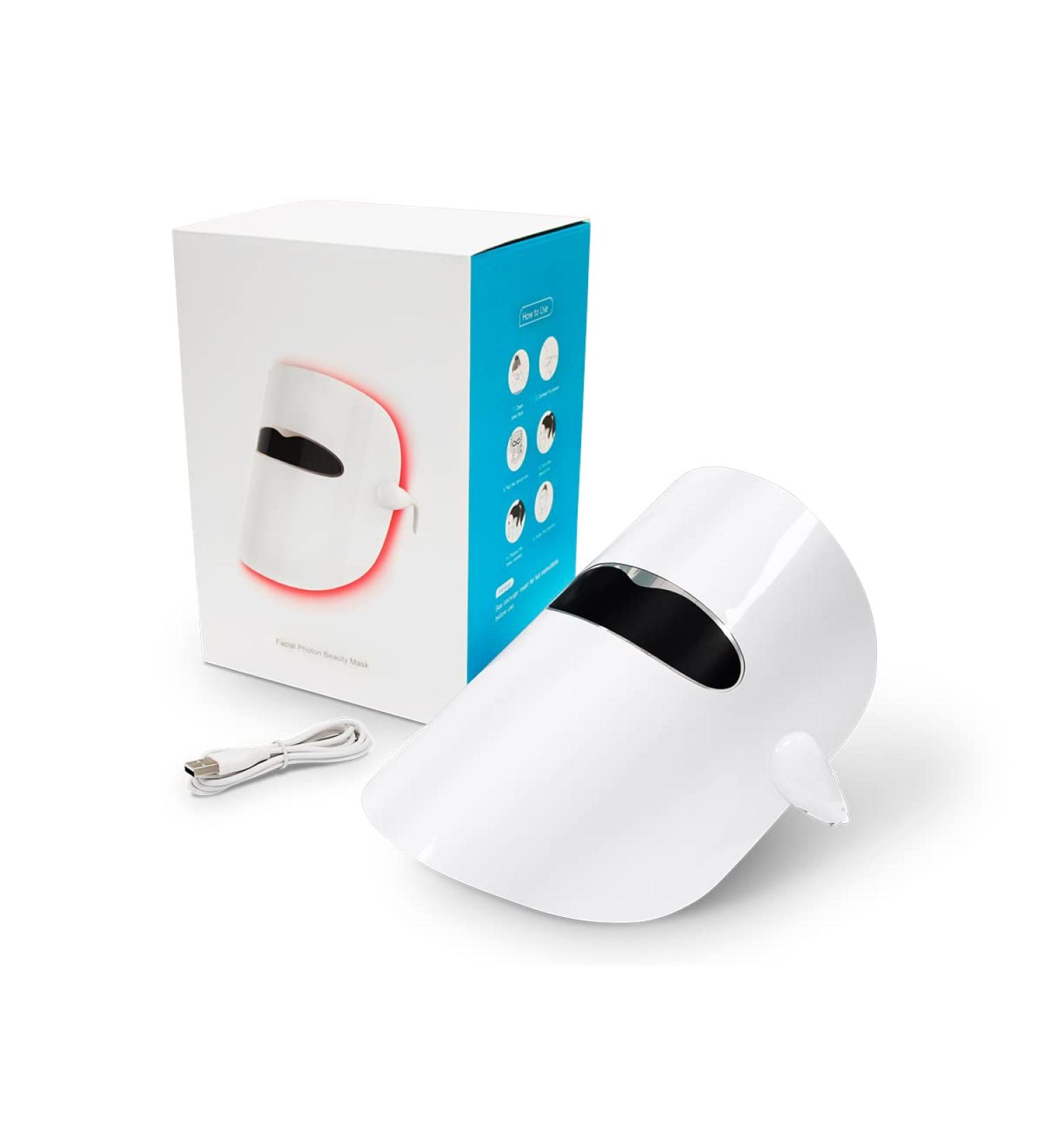 QUIRUMED LED Facial Mask with Blue Red and Orange Light 3 Types of Light Photon Technology Facial Cleansing Removes Impurities Improves Skin Appearance  - Buy Online on GoSupps.com