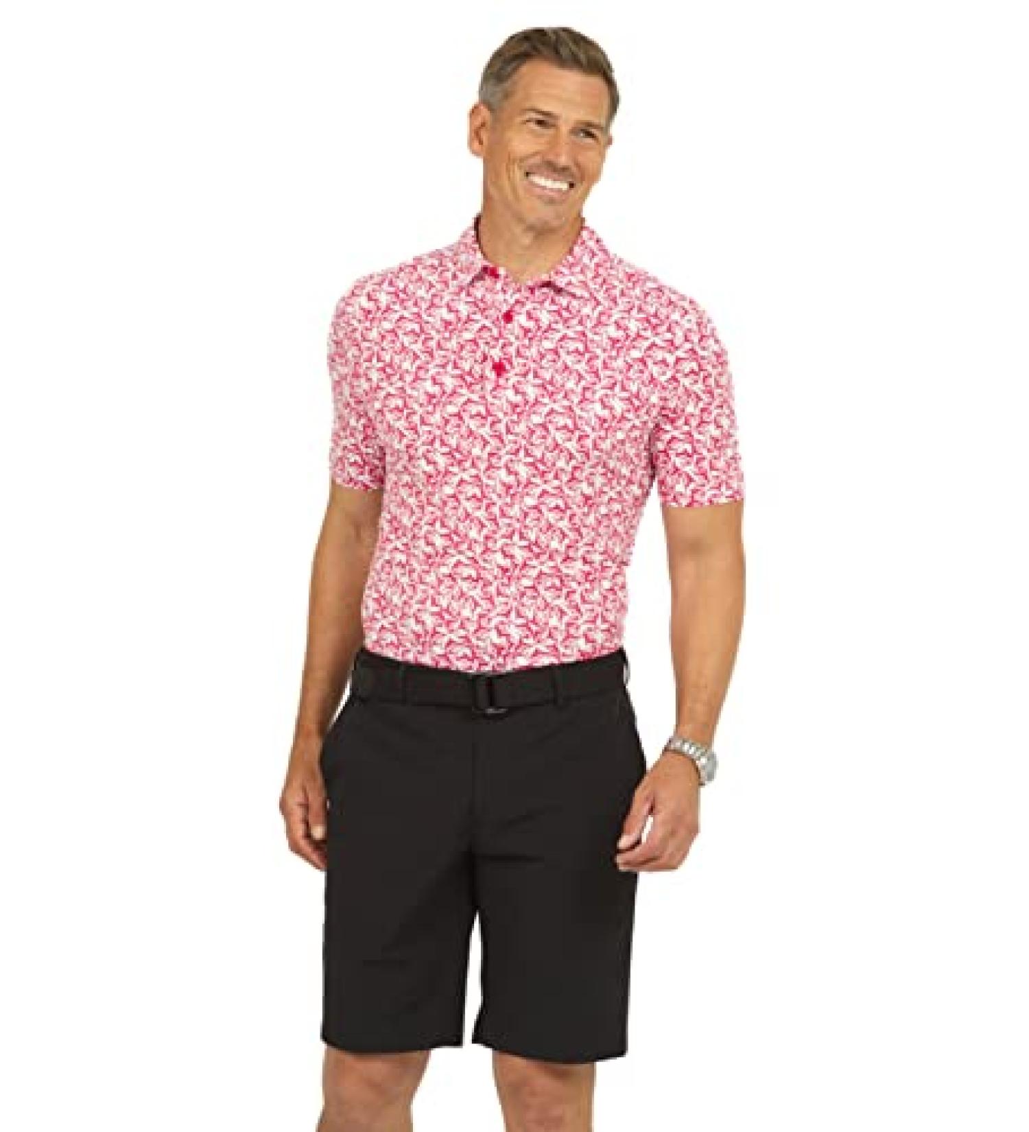 IBKUL Men's UPF 50+ Icefil Cooling Tech Sailfish Print Polo Shirt - White/Red - XX-Large - Buy Online on GoSupps.com