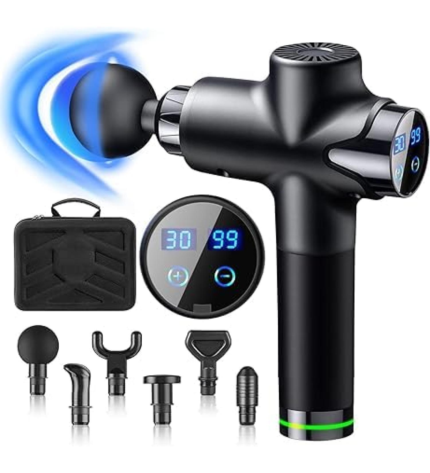 Buy Massage Gun for Deep Tissue Relief - 30 Speeds 6 Heads Electric Hand Massager for Neck & Shoulder - Black (Model 28076) - Buy Online on GoSupps.com