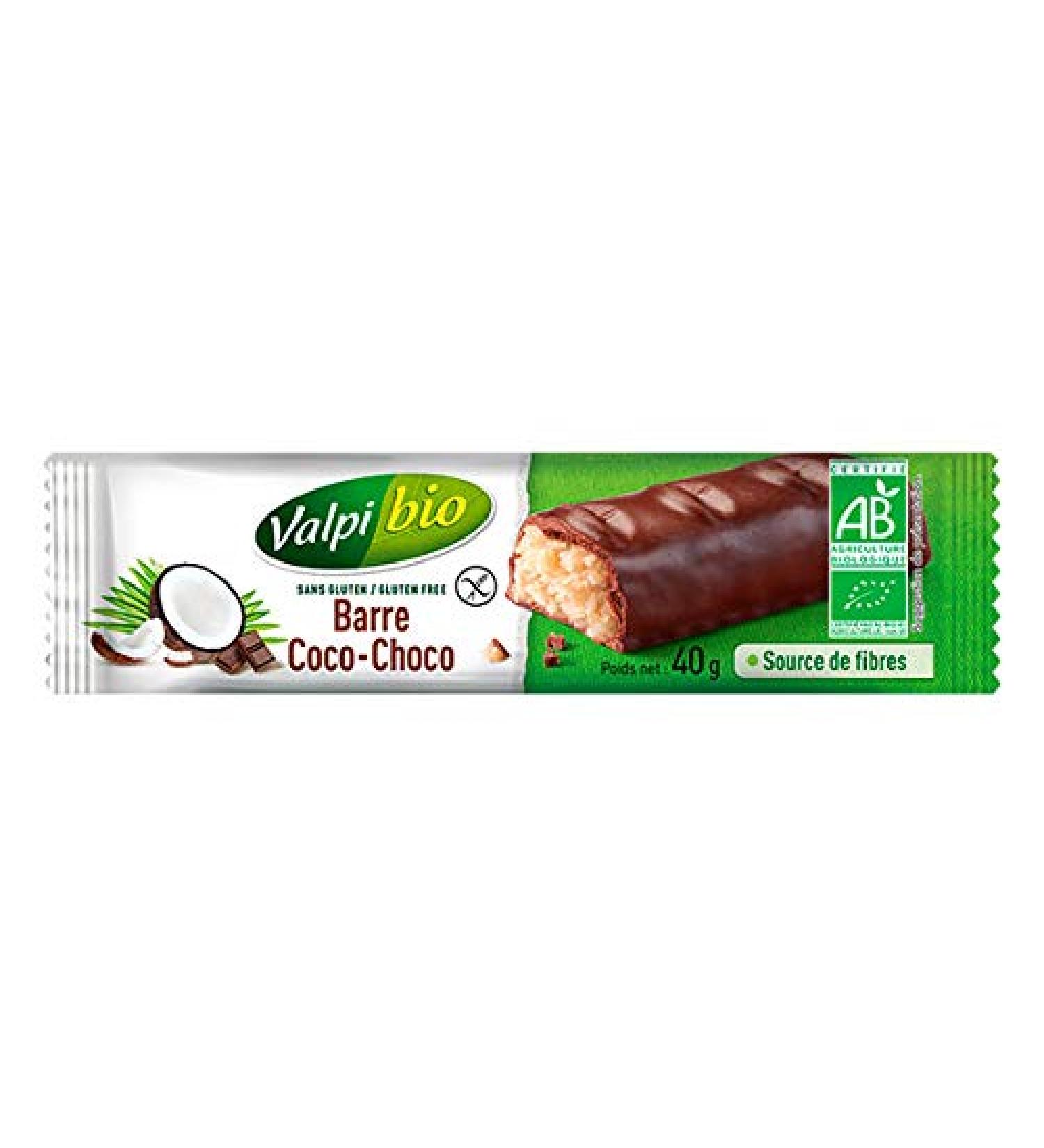 Valpibio - Gluten Free Coconut and Dark Chocolate Bar 40G - Sold per unit - Buy Online on GoSupps.com