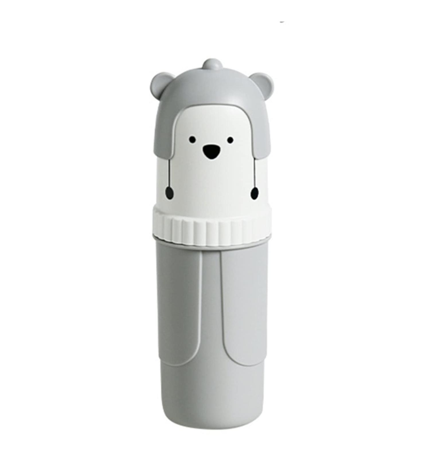 Digjobk Cartoon Bear Toothbrush Mug & Organizer - Grey Mouthwash Cup & Toothpaste Holder for Bathroom Storage - Buy Online on GoSupps.com