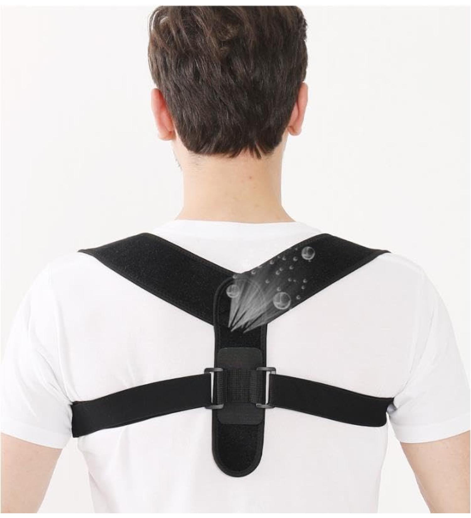 Adjustable Upper Back Brace & Posture Corrector for Pain Relief | Support for Neck Spine & Shoulders - Unisex (Black - Buy Online on GoSupps.com