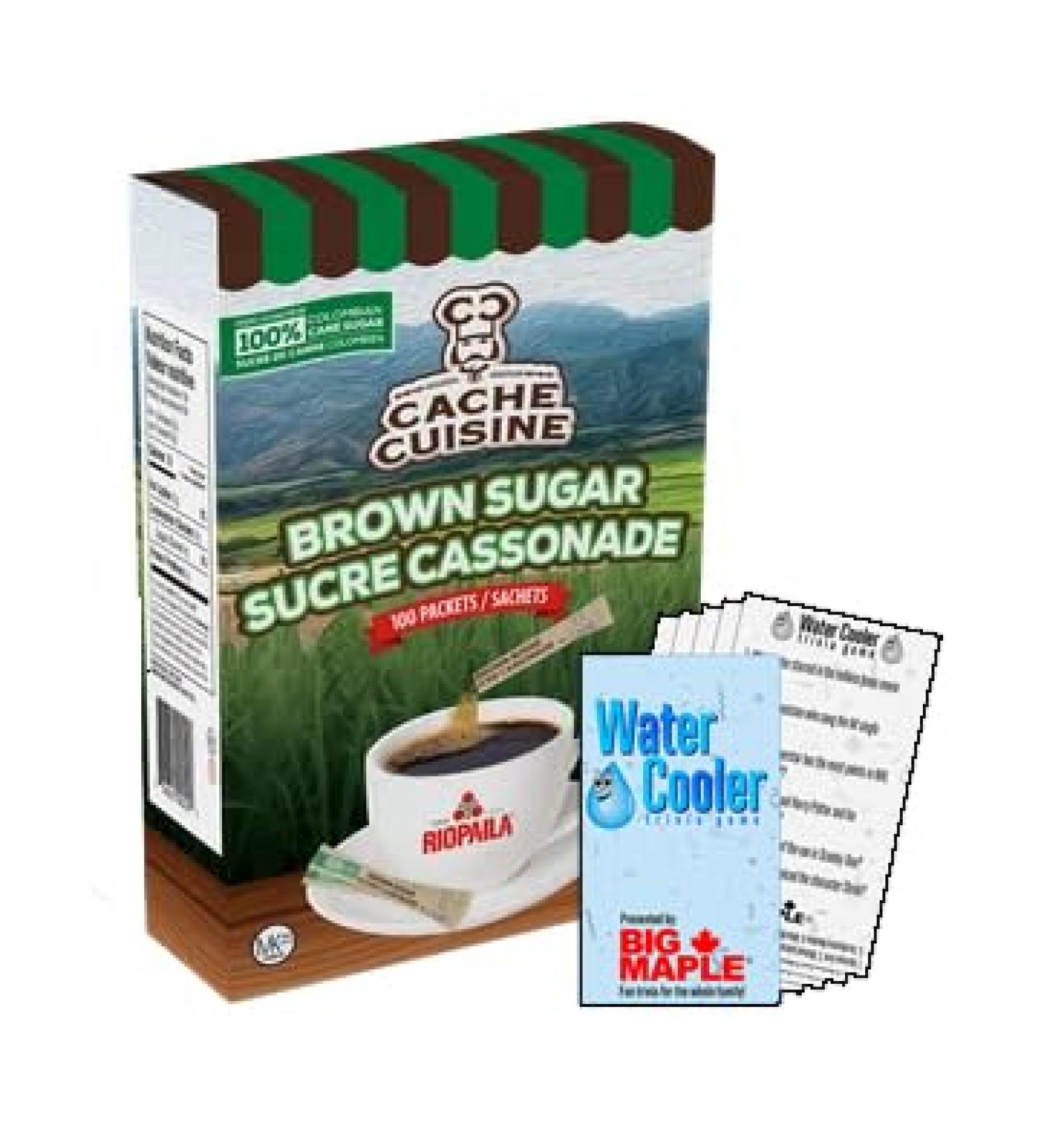 Brown Sugar Packets Bundle. Includes (1) Box of Cache Cuisine Brown Cane Sugar Box with 100 Individual Packets (5g per) with Water Cooler Trivia Game by BIG MAPLE . Excellent with your Coffee or Tea. Colombian Cane Sugar - Buy Online on GoSupps.com