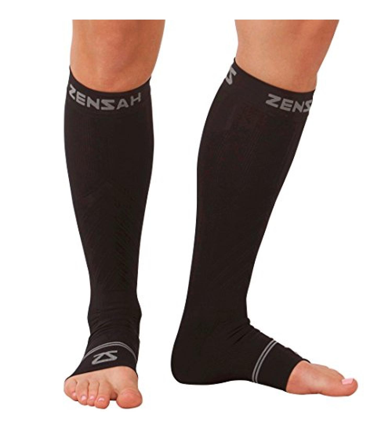 Zensah Toeless Compression Sleeves for Ankle and Calf - X-Large Black - Buy Online on GoSupps.com