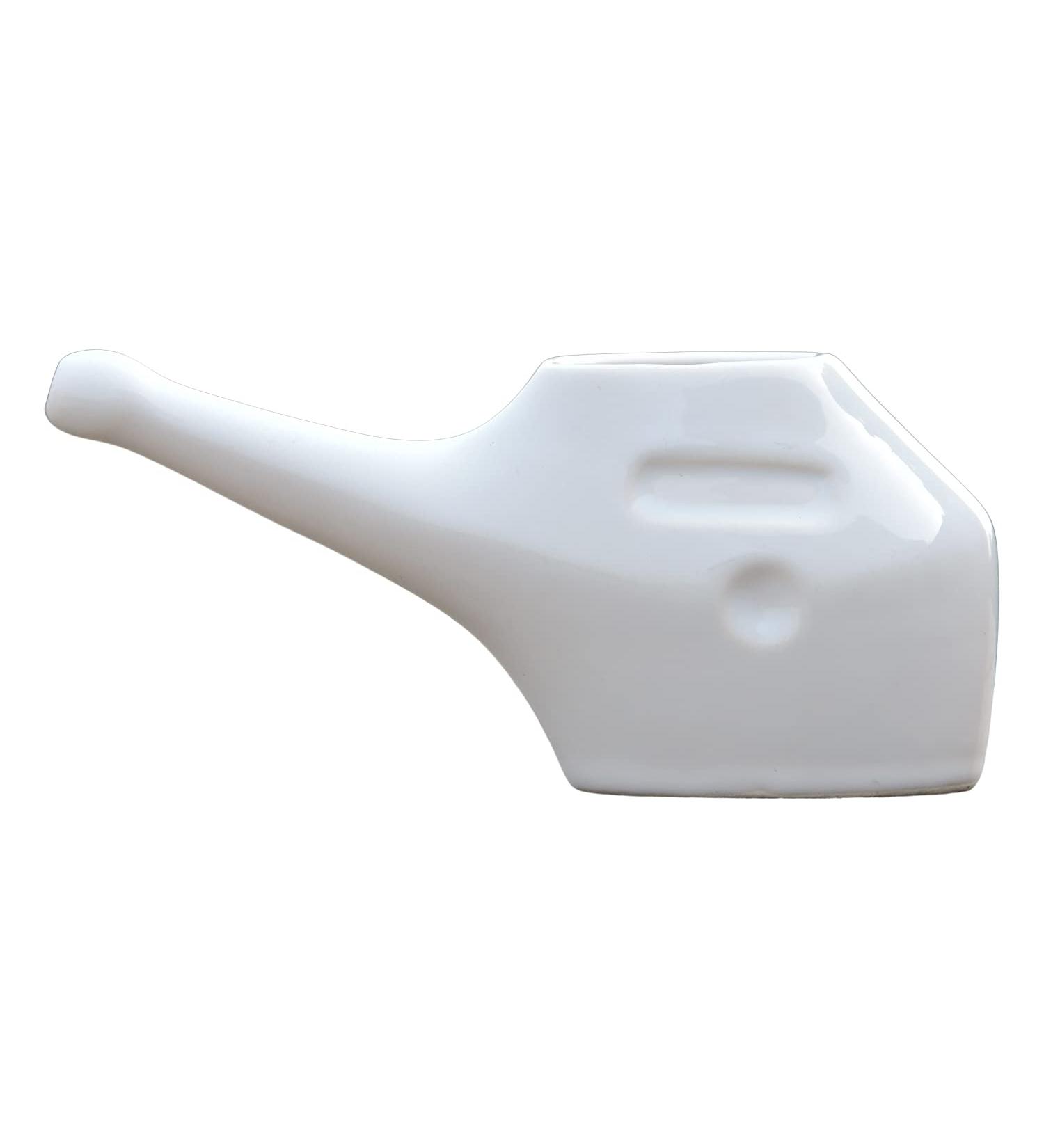Traveller's Ceramic Neti Pot with 5 Sachets Neti Salt - Nasal Cleansing Kit - Buy Online on GoSupps.com