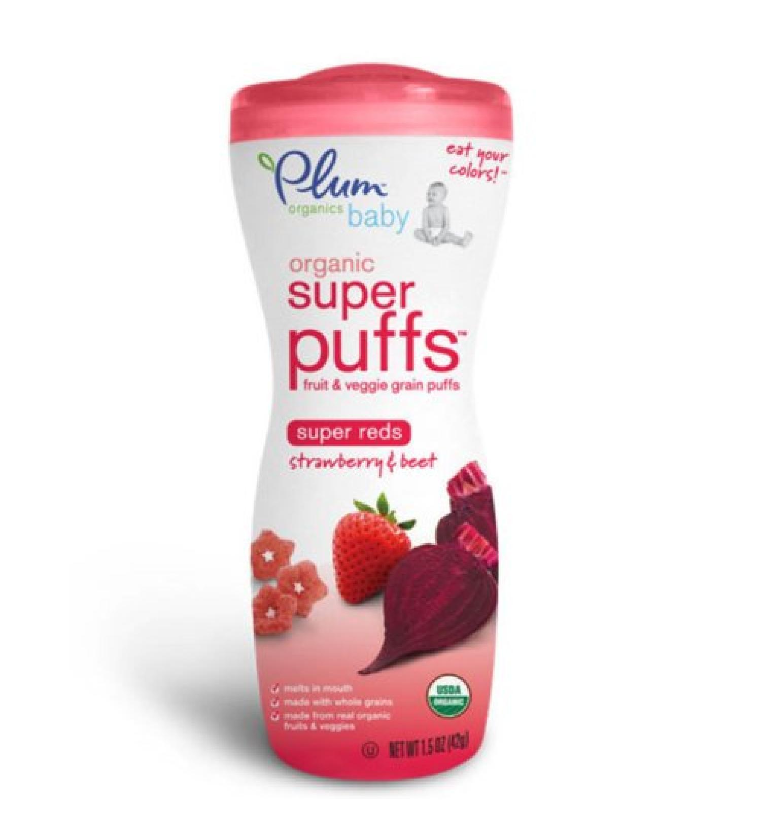 Plum Organics Super Puffs Strawberry & Beet - Organic Grain Cereal Snack 1.5 oz - Buy Online on GoSupps.com