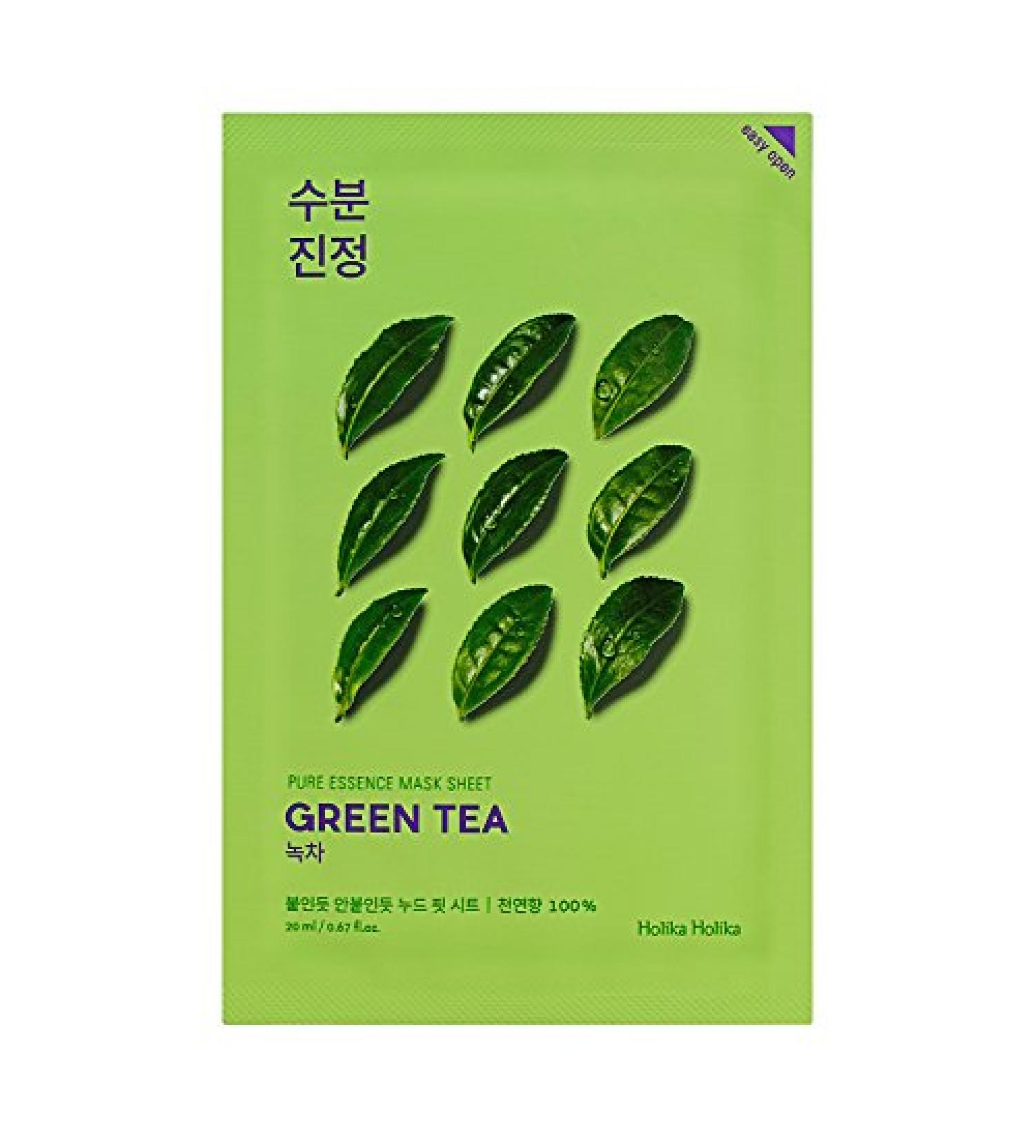 Holika Holika Pure Essence Mask Sheet Green Tea Green Tee Facial Mask Korean Cosmetics Set 4 pieces - Buy Online on GoSupps.com