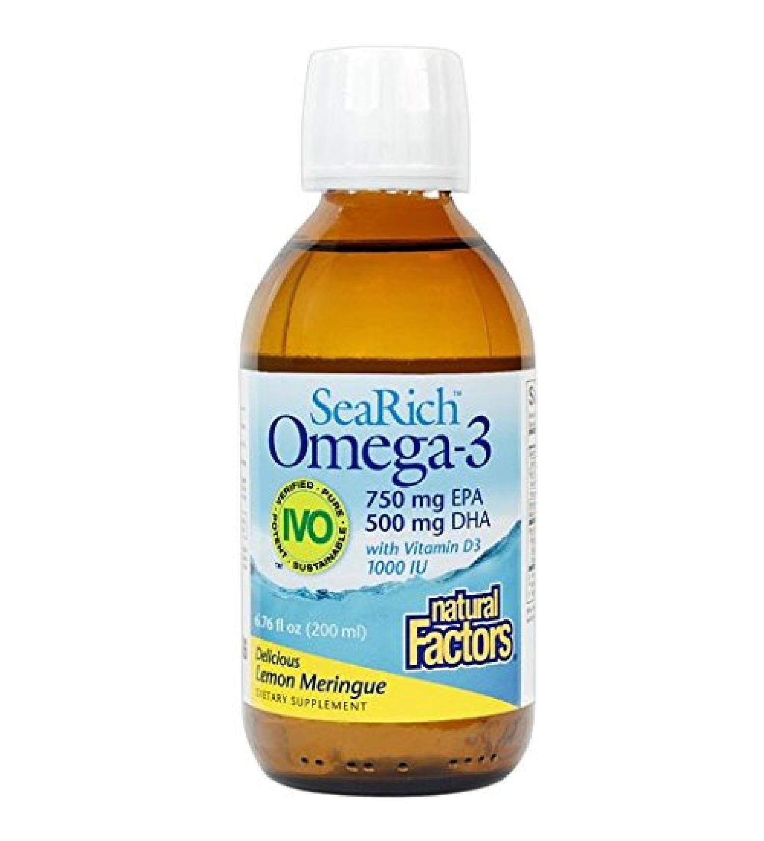Natural Factors SeaRich Omega-3 with Vitamin D3 Delicious Lemon Meringue 6.76 fl oz (200 ml)