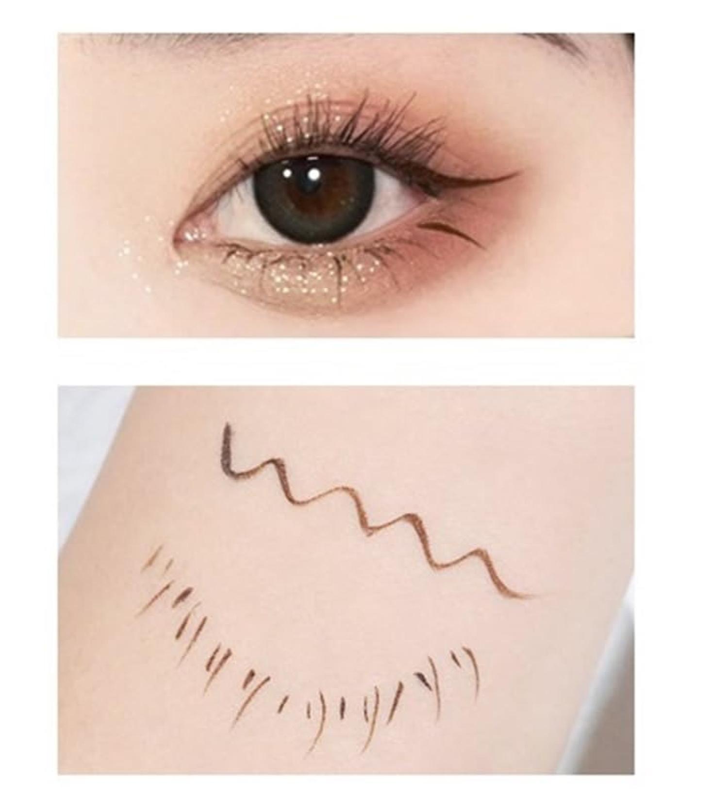 BADALO Extremely Fine Waterproof Eyeliner Ultra Fine Long Lasting Nonsmudge Female Beginner Eyeliner Pen Pink Eyeliner Pen Size 2coffee milk jelly