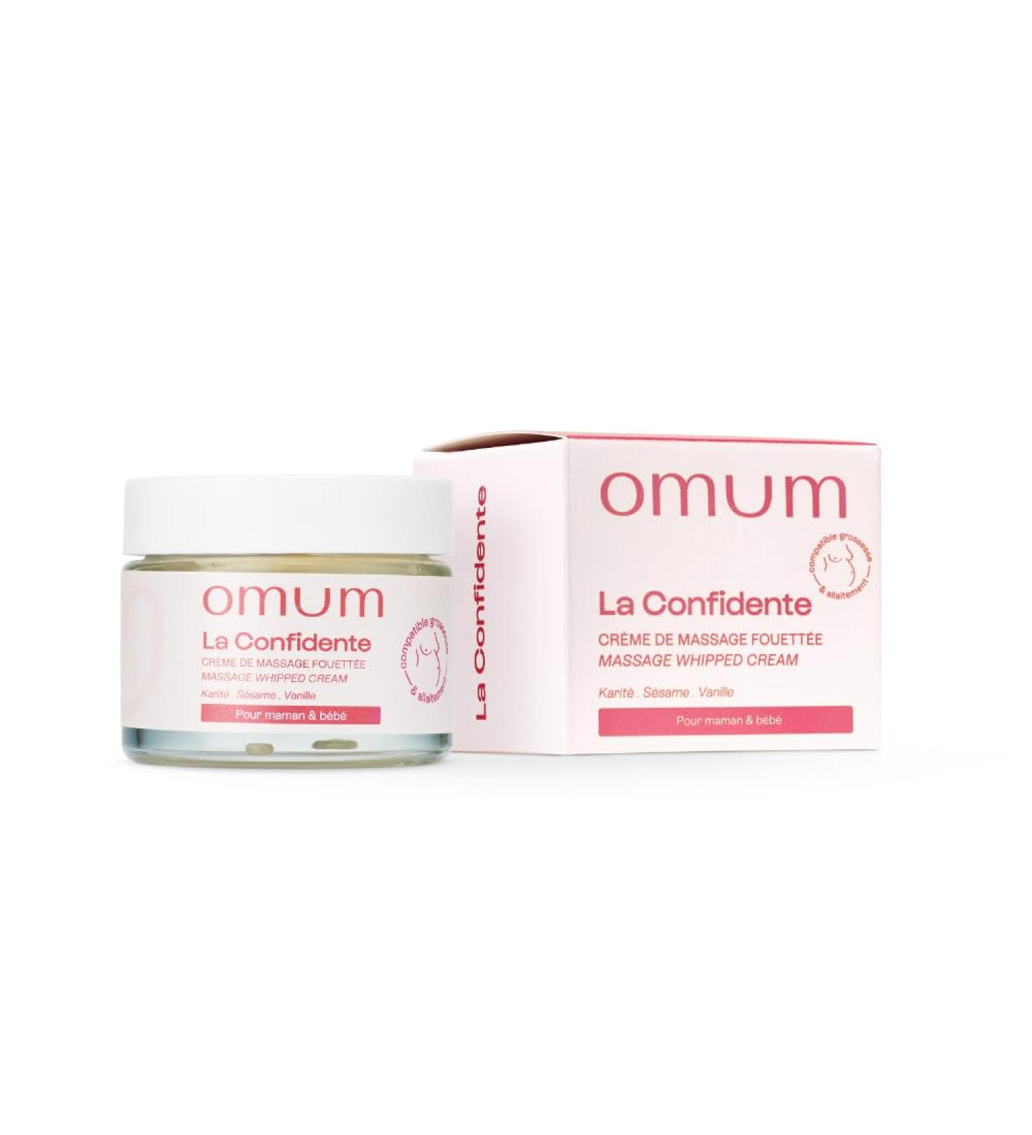 OMUM - La Confidente - Cr me de massage femme enceinte & b b - Texture ultra-riche chantilly odeur d licate de vanille - Id al massage du ventre - Compatible grossesse & allaitement - Vegan - 50 ml - Buy Online on GoSupps.com