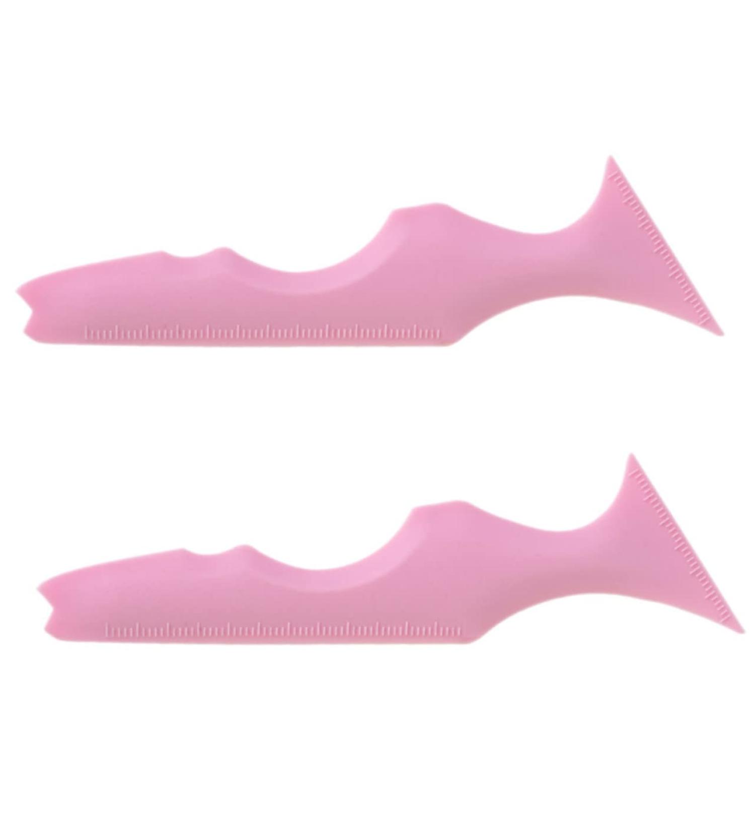 PLAFOPE Silicone Eyeliner Stencil 2pcs Silicone Beauty Ruler Eyelash Spoolies Face Cream Applicator Eyebrow Template With Wings 15.00X4.15X0.50CM Pink-1 - Buy Online on GoSupps.com