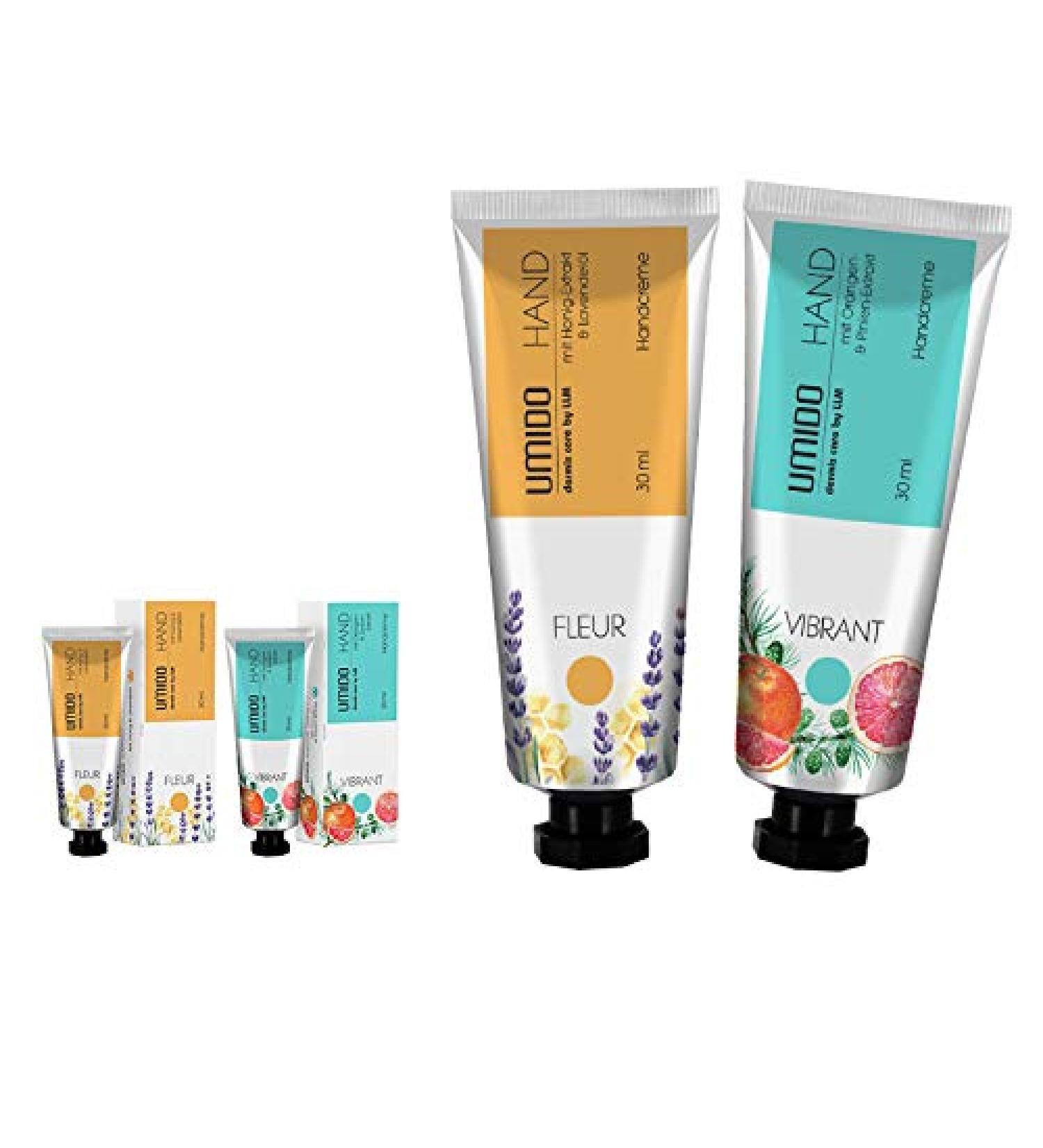 Umido 2 pieces set hand cream set 30 ml |1x honey extract & lavender oil |1x orange extract & pine extract |Without Parabens |Cream |Care cream |Hand lotion |Hand cream mini