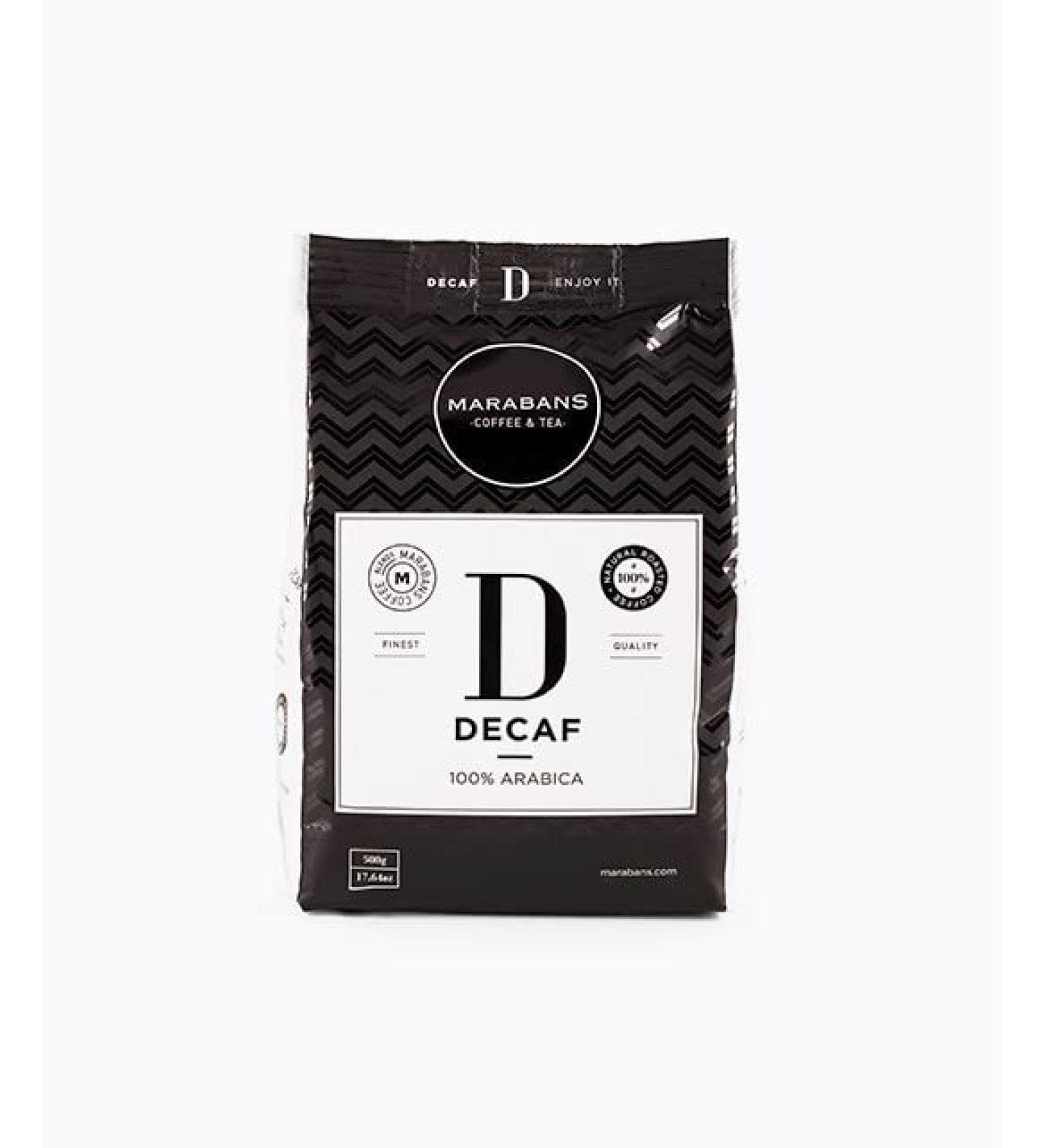 Marabans Coffee & Tea Maraban Decaf Coffee Beans 500g Sachet Caffeine Content is Less Than 0.01% Arabic 100% Low Acidity