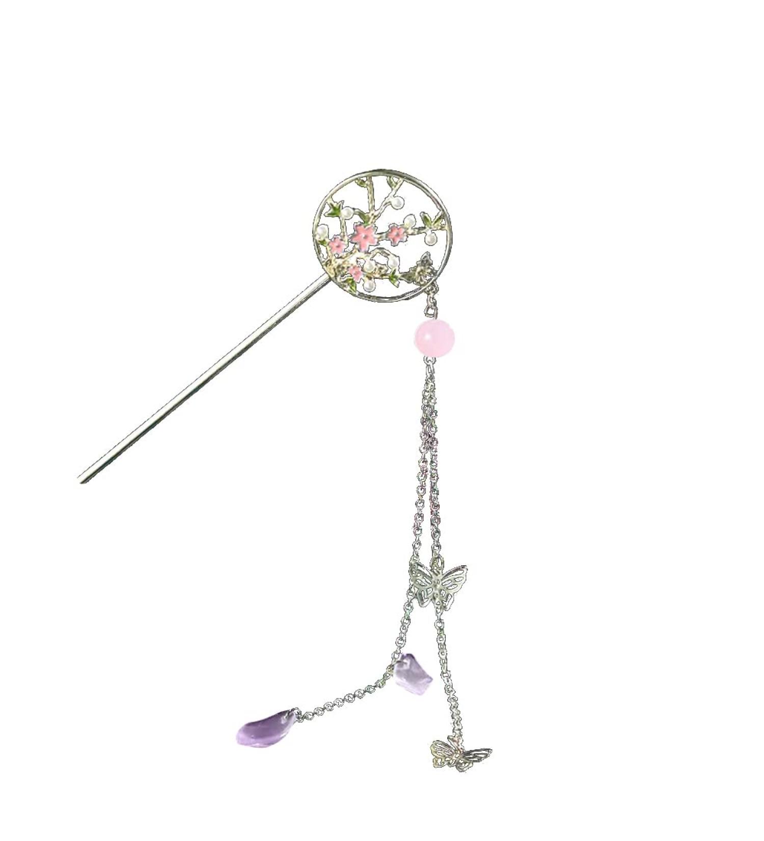 Vintage Flower Hair Stick Chinese Women's Hair Stick Long Tassel Plum Blossom Butterfly Hair Sticks Headpiece Fashion Hair Styling Accessories Crystal Rhinestone Hair Pin Elegant Chinese Hair Stick - Buy Online on GoSupps.com