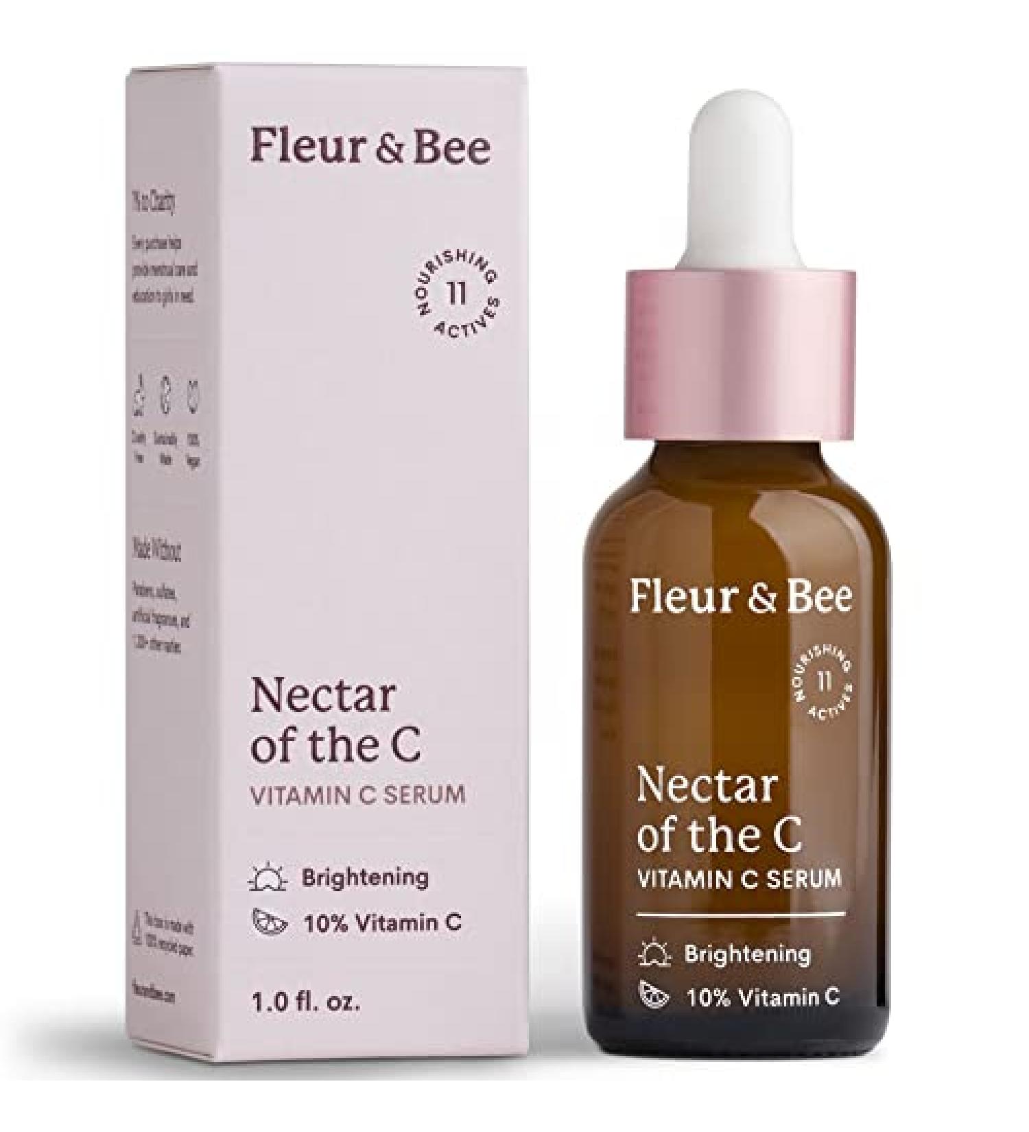 Nectar of the C - Vitamin C Serum with Hyaluronic Acid, Vitamin E - Anti Aging Formula for Face - Vegan & Clean - Reduce Wrinkles, Dark Spots, Lines - Fleur & Bee (1 Fl Oz) - Buy Online on GoSupps.com