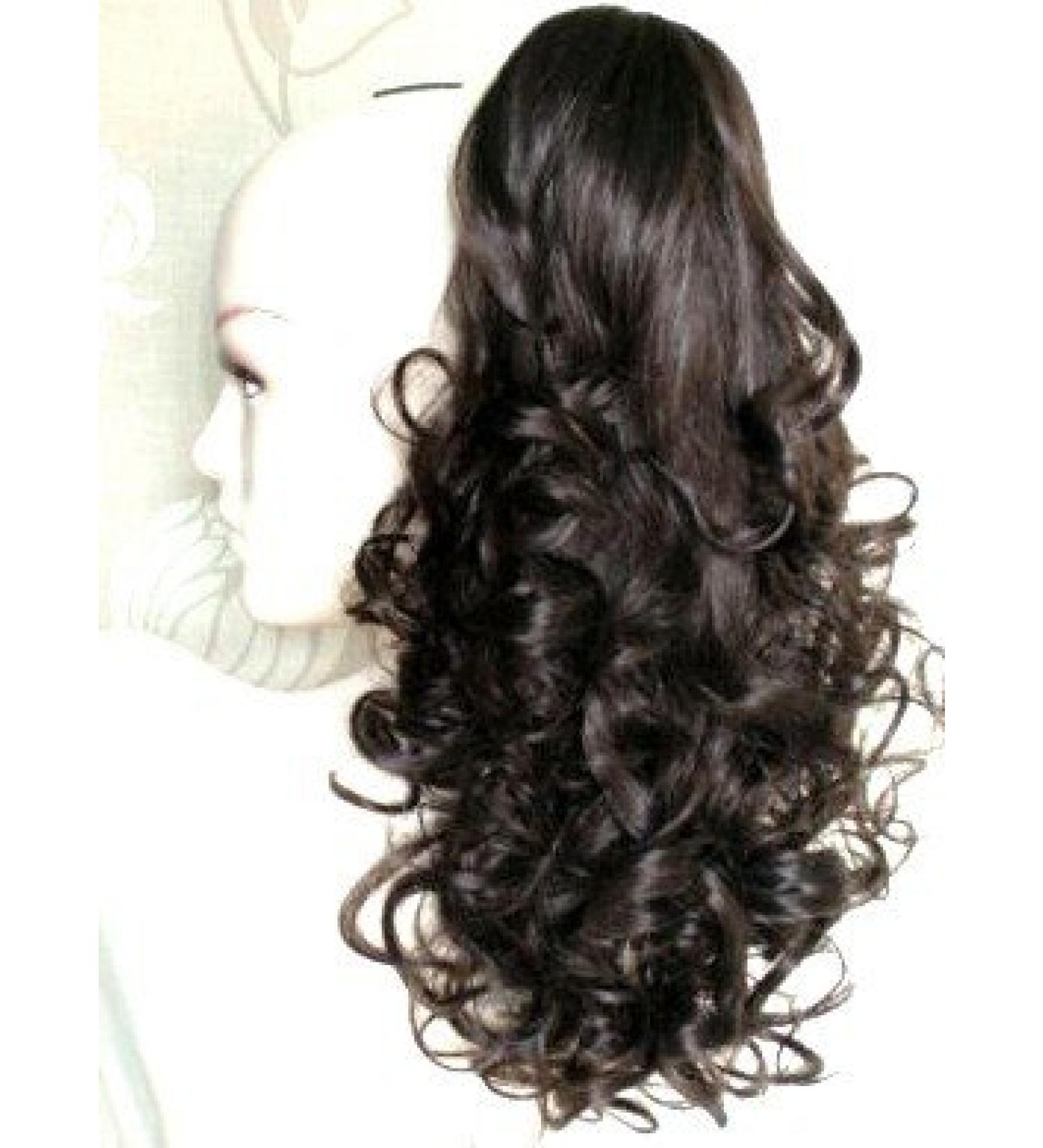 Forever Young UK Dark Brown Clip In Pony Tail Hair Extension Falling Curls New Reversible Design