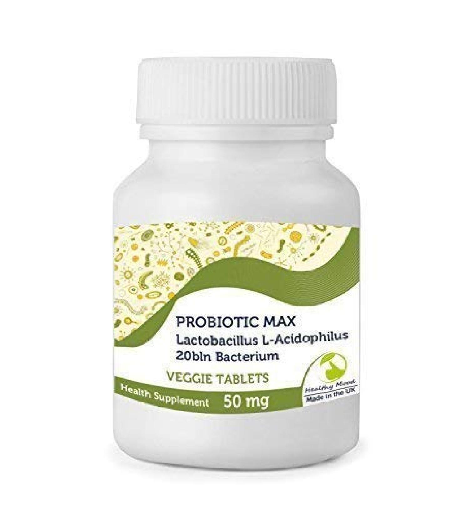 Prediotic max high -strength health nutritional supplement lactobacillus l -acidophilus 10 billion bacteria units 50mg 30/10/120/250 tablets pills in bottles quality Great Britain - 7
