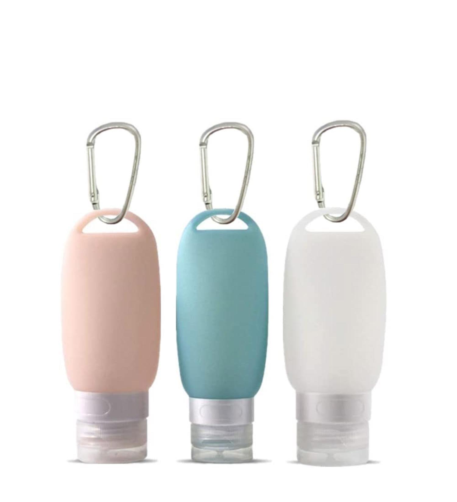 Voarge Silicone Refillable Travel Bottles - 60ml Multicolored Portable with Carabiners for Traveling & Outdoor Activities (3 Pack) - Buy Online on GoSupps.com