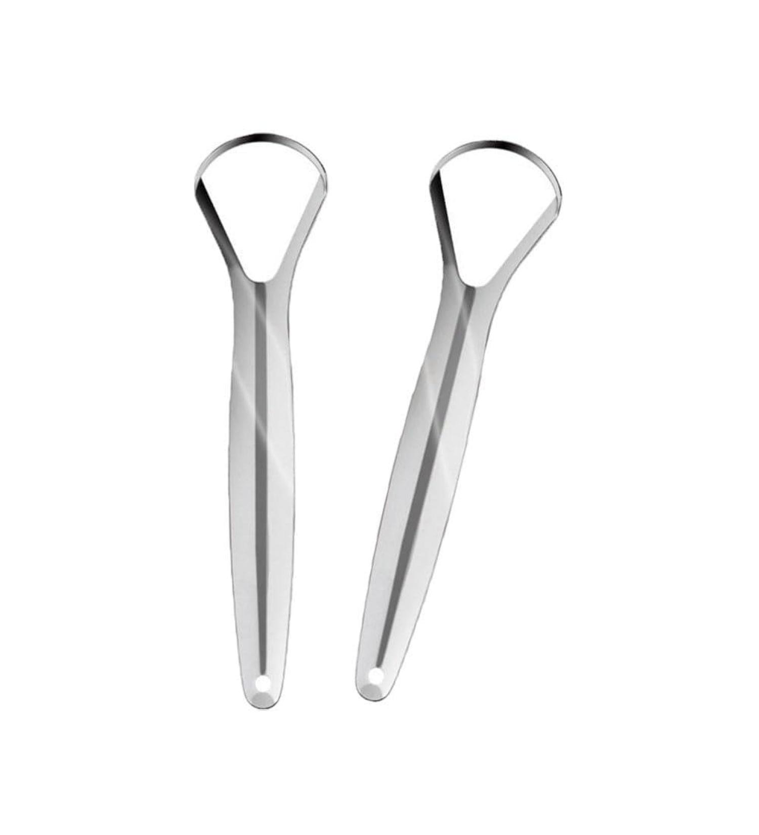 Hot Stainless Steel Tongue Scraper - Eco-Friendly Metal Cleaner & Reusable Breath Care Brush (2 Pcs) for Optimal Oral Hygiene - Buy Online on GoSupps.com