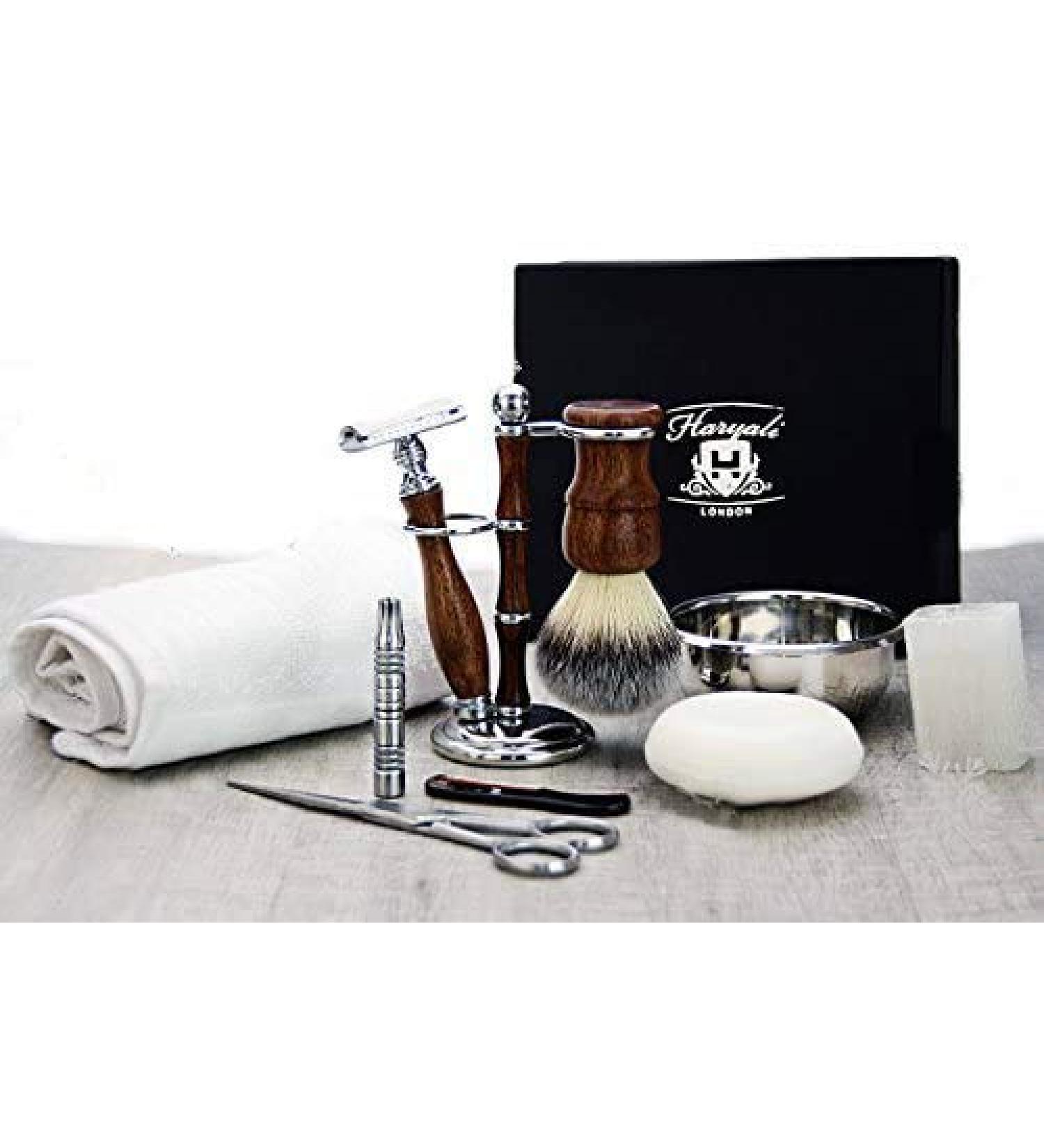 DE Safety Razor Set with Badger Hair Brush 3-Ring Razor Shaving Bowl & Soap - Premium Shaving Kit for Ultimate Grooming - Buy Online on GoSupps.com