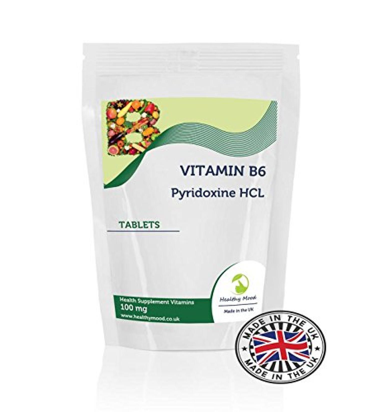 Vitamin B6 Pyridoxine HCL 100mg 60 Tablets - Choose Your Packet Size - LetterBox Friendly UK Fast Delivery - Buy Online on GoSupps.com