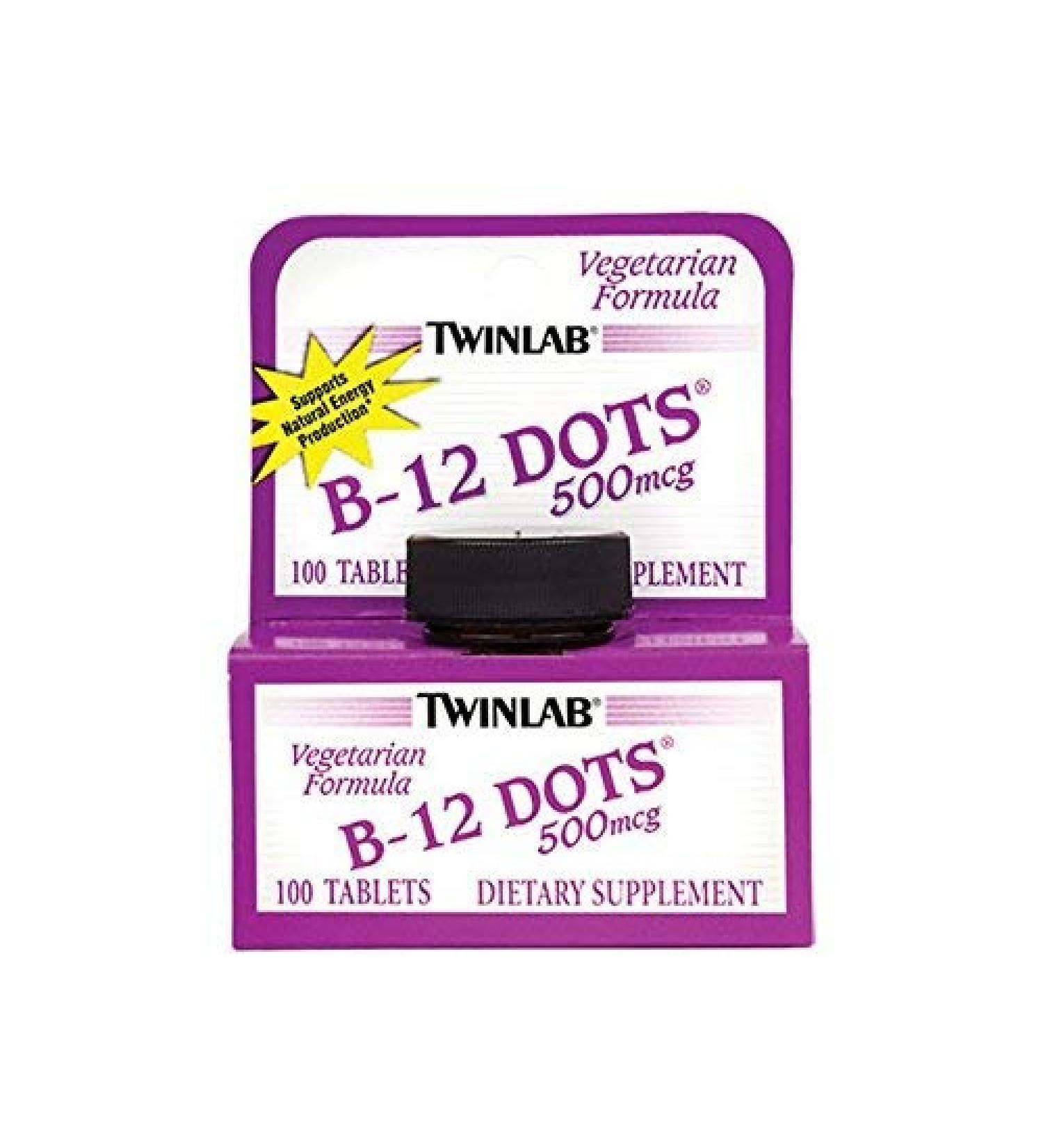 Twinlab B12 Dots - 500mcg Cherry Flavor 100 Lozenges - Vegetarian Sublingual Vitamin B12 for Energy Boost and Immune Support - Buy Online on GoSupps.com